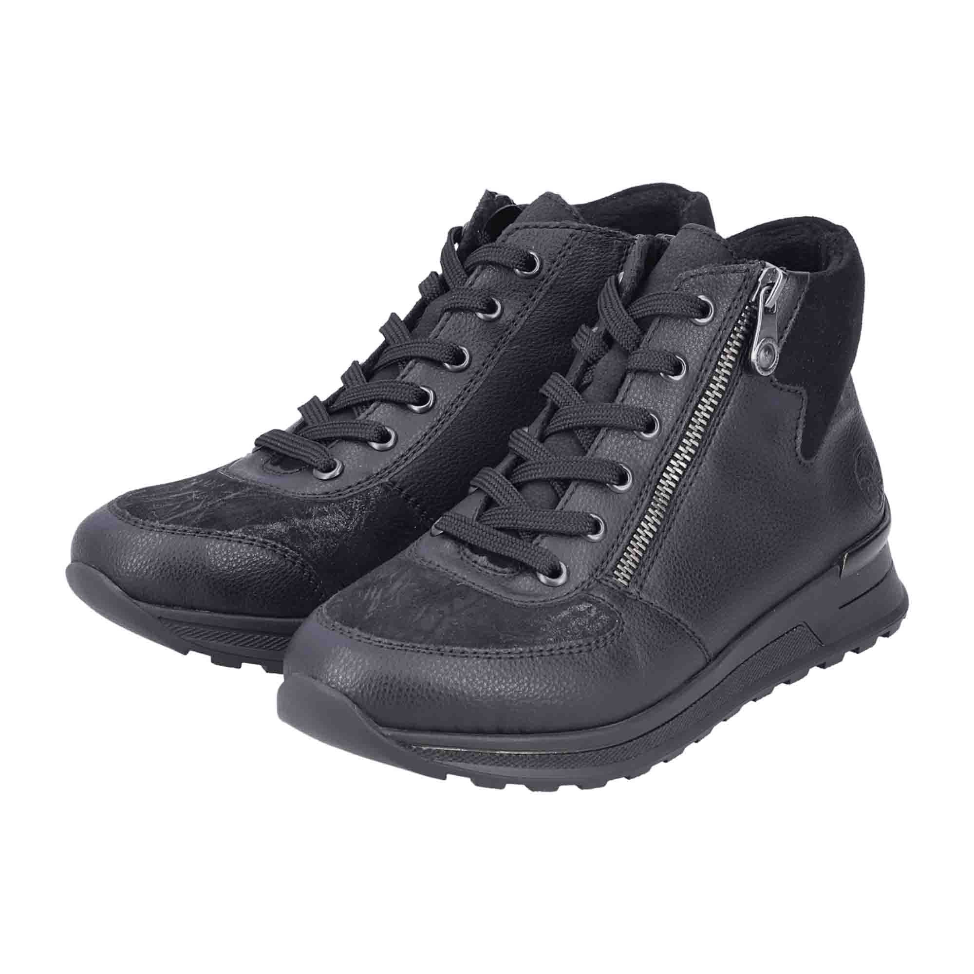 Rieker N1431-01 Women's Black Lace-Up Shoes for Fall Winter