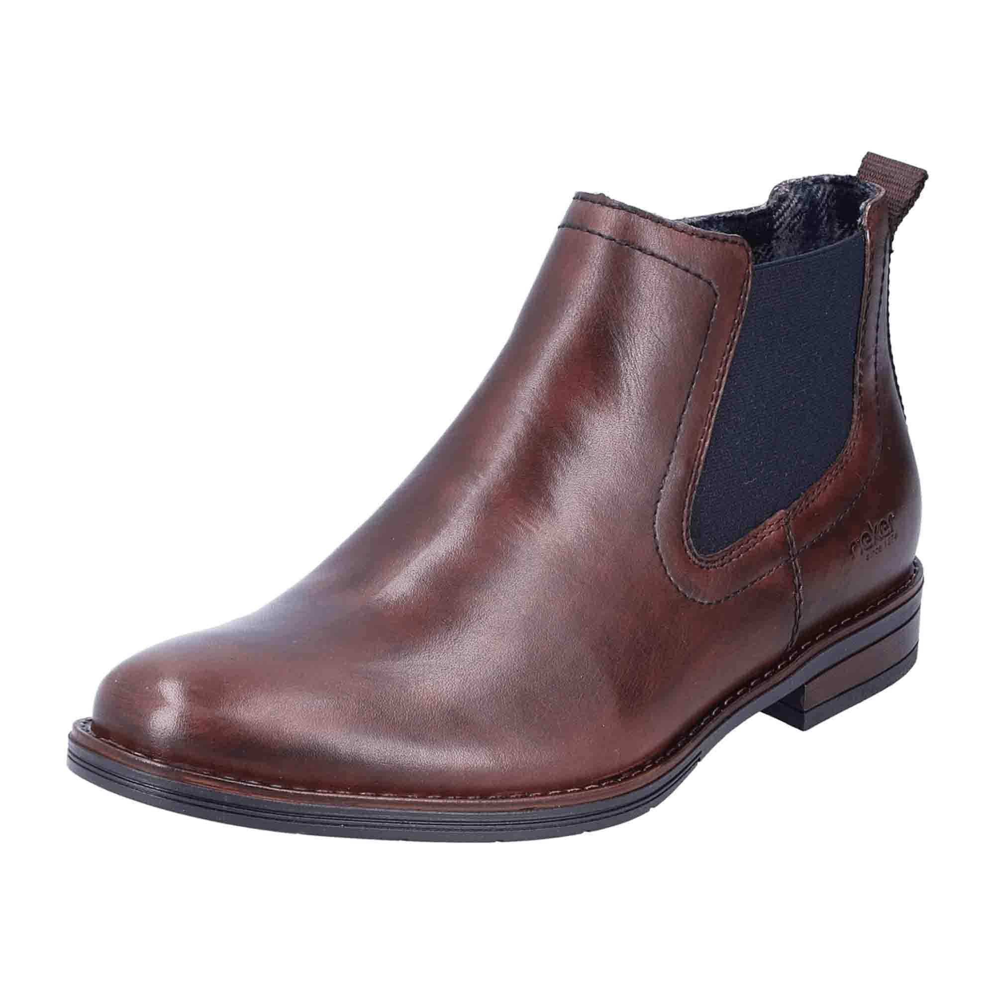 Rieker HWK Men's Brown Leather Boots Slip-On Fall Winter Casual Footwear