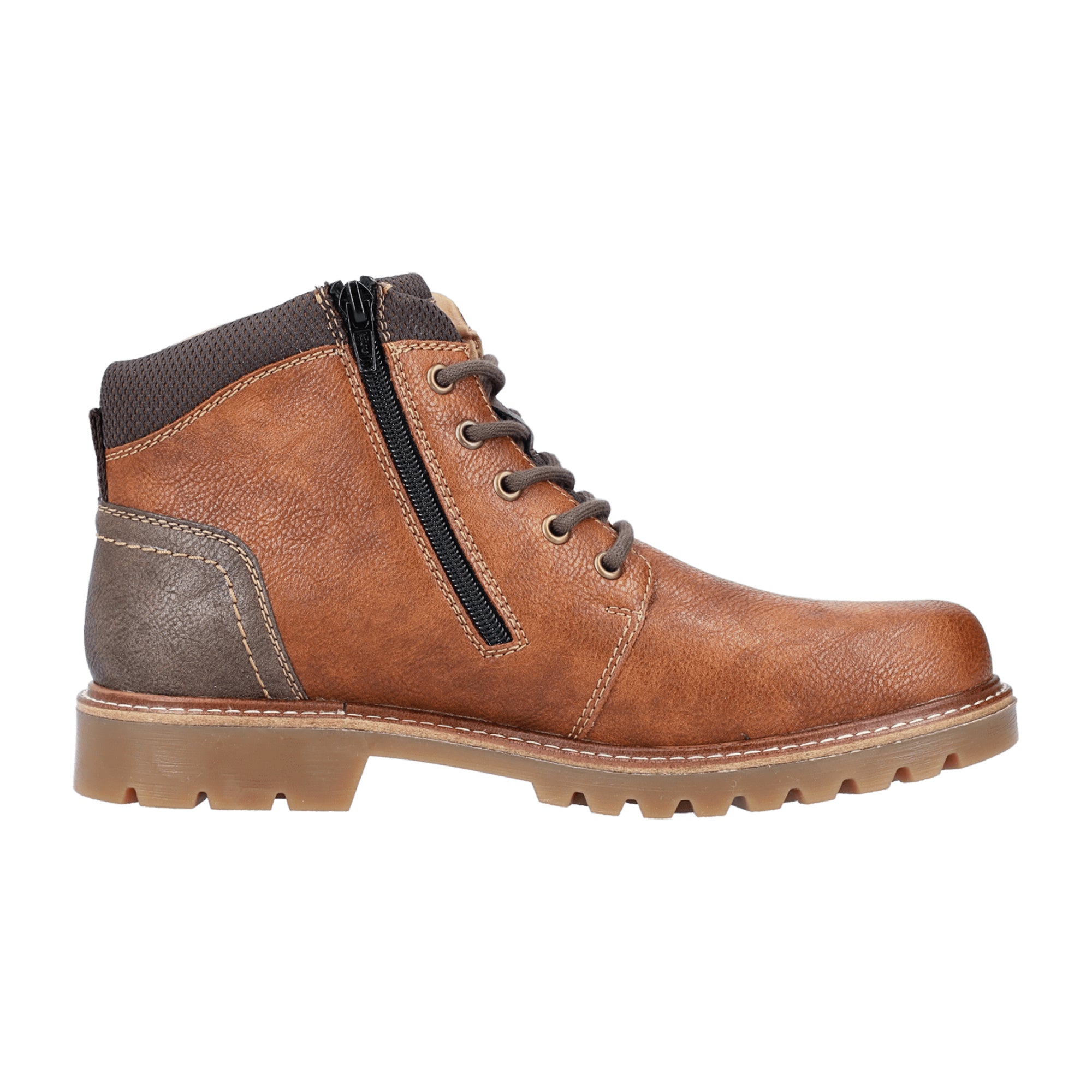 Rieker Brown Toffee Men's Shoes Synthetic Leather Lace-Up Casual Fall Winter
