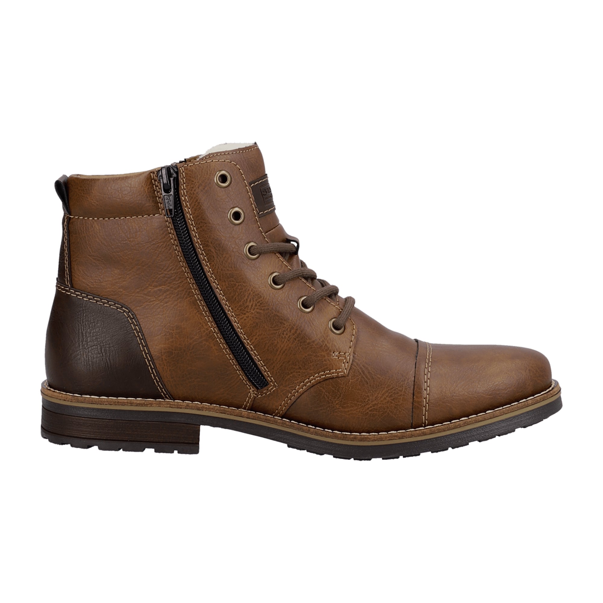 Rieker HWK Men's Brown Leather Boots with Lambswool Lining and Waterproof Texmembrane