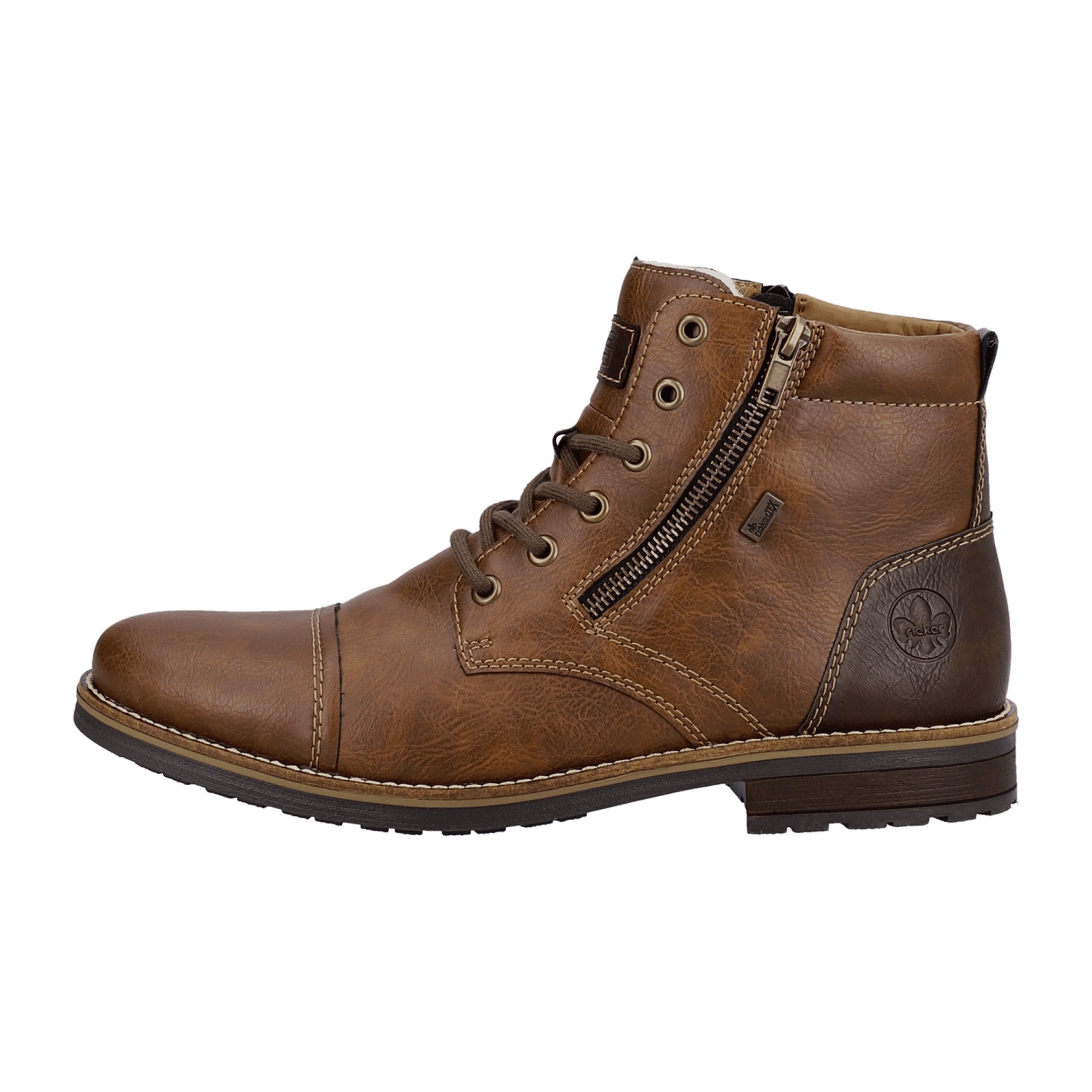 Rieker HWK Men's Brown Leather Boots with Lambswool Lining and Waterproof Texmembrane
