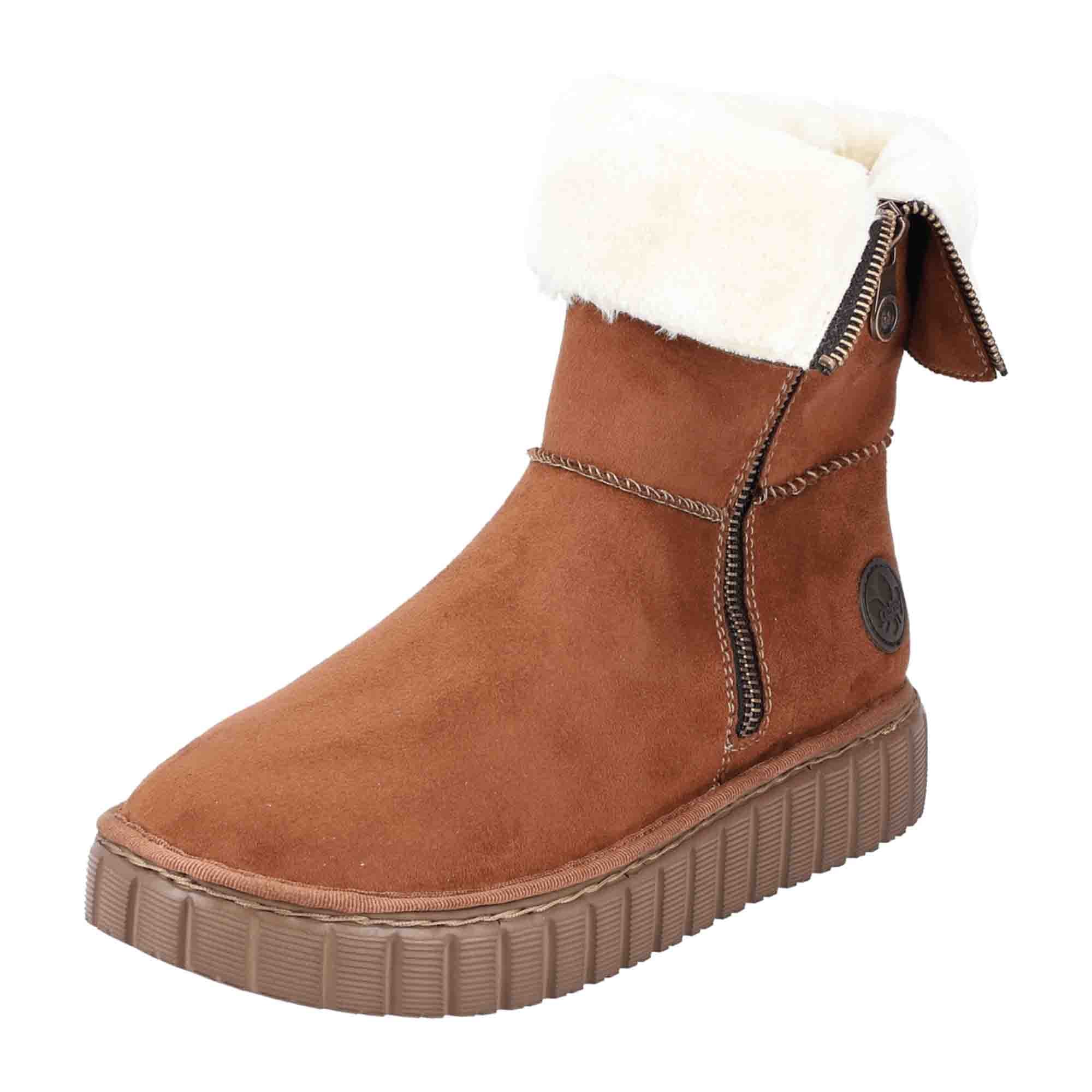 Rieker HWK Women's Brown Boots for Fall and Winter, Textile Upper and Lining