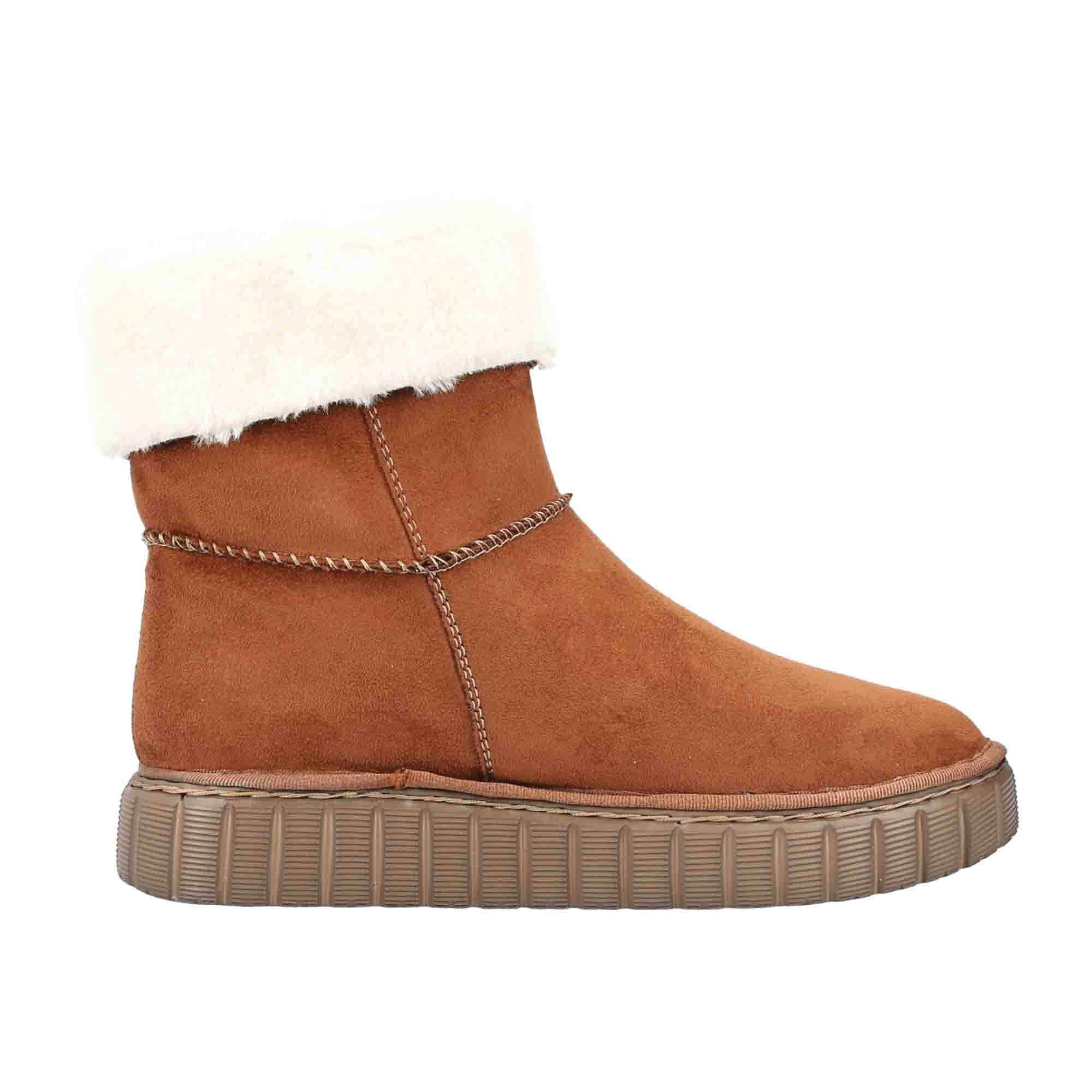 Rieker HWK Women's Brown Boots for Fall and Winter, Textile Upper and Lining