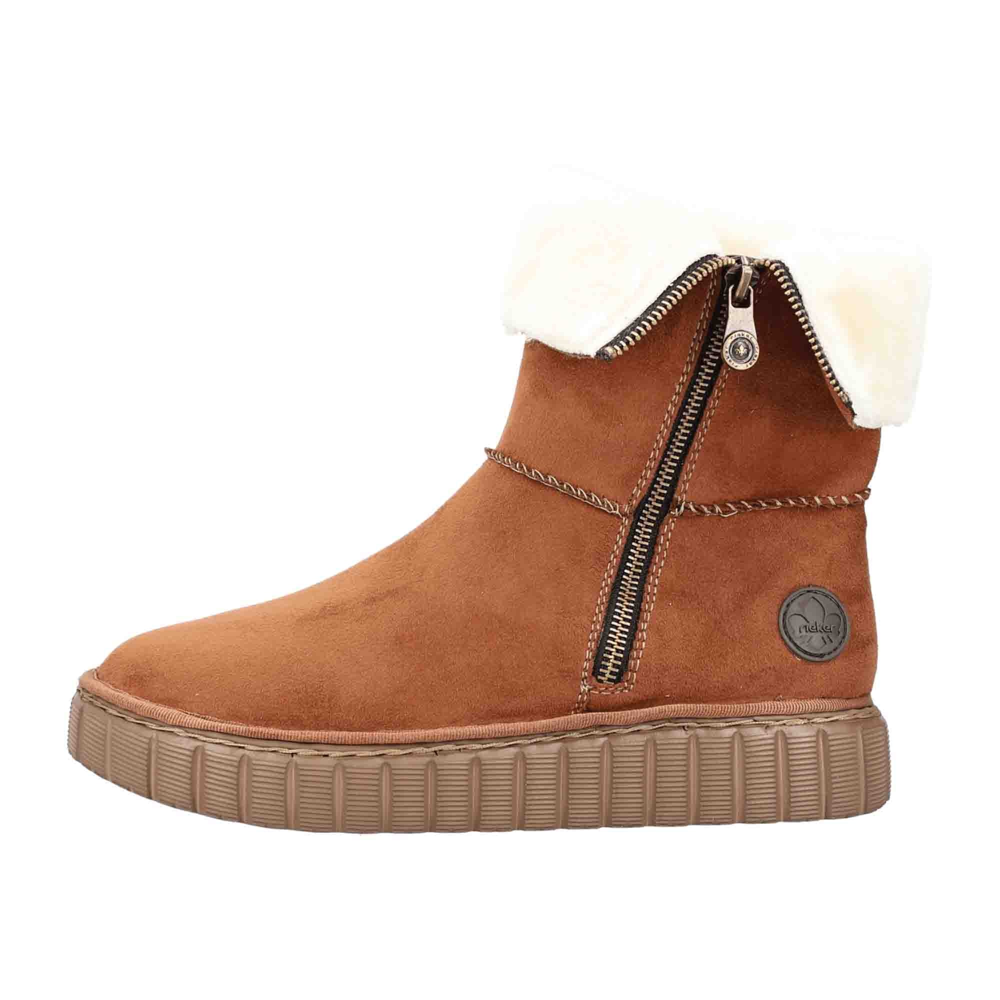 Rieker HWK Women's Brown Boots for Fall and Winter, Textile Upper and Lining