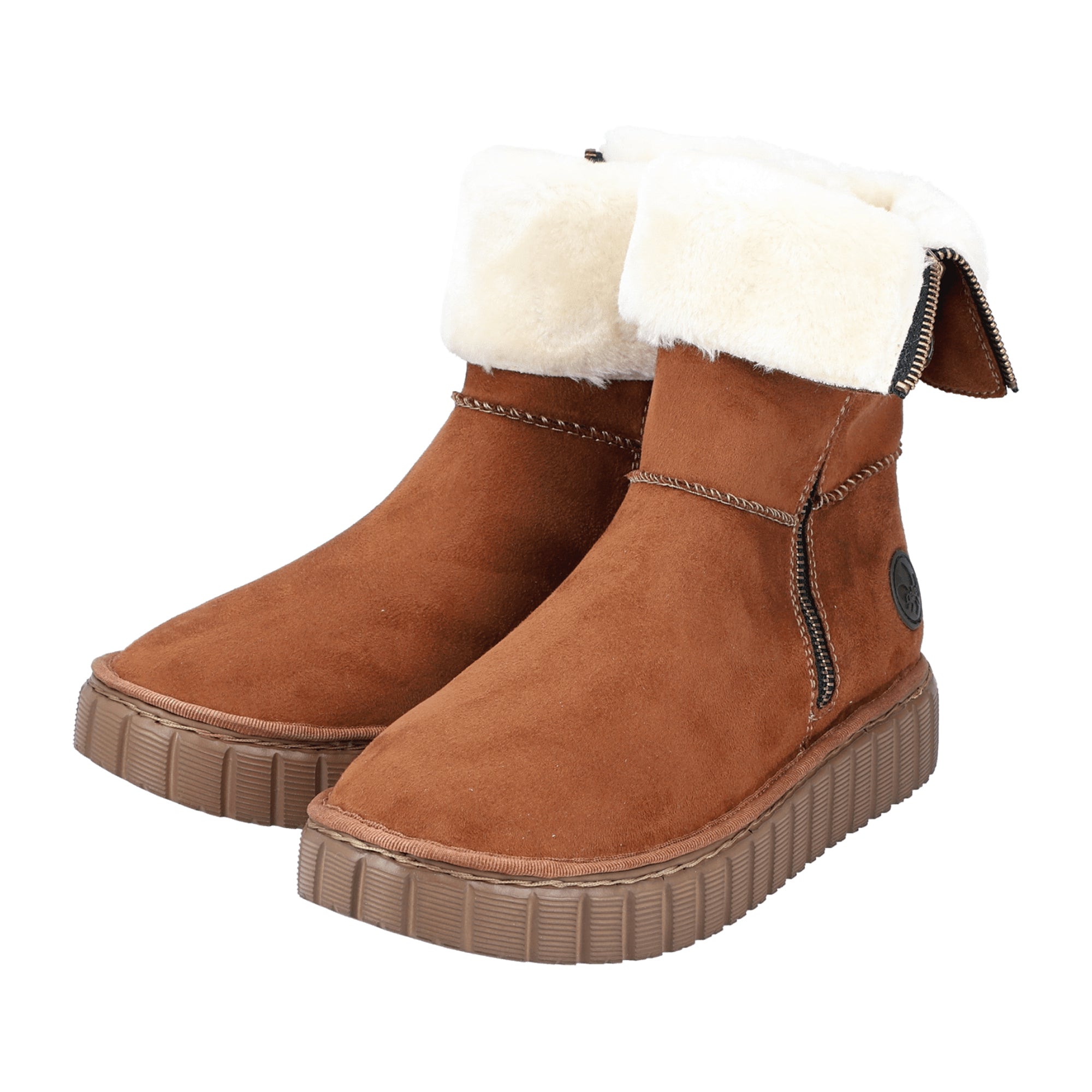 Rieker HWK Women's Brown Boots for Fall and Winter, Textile Upper and Lining