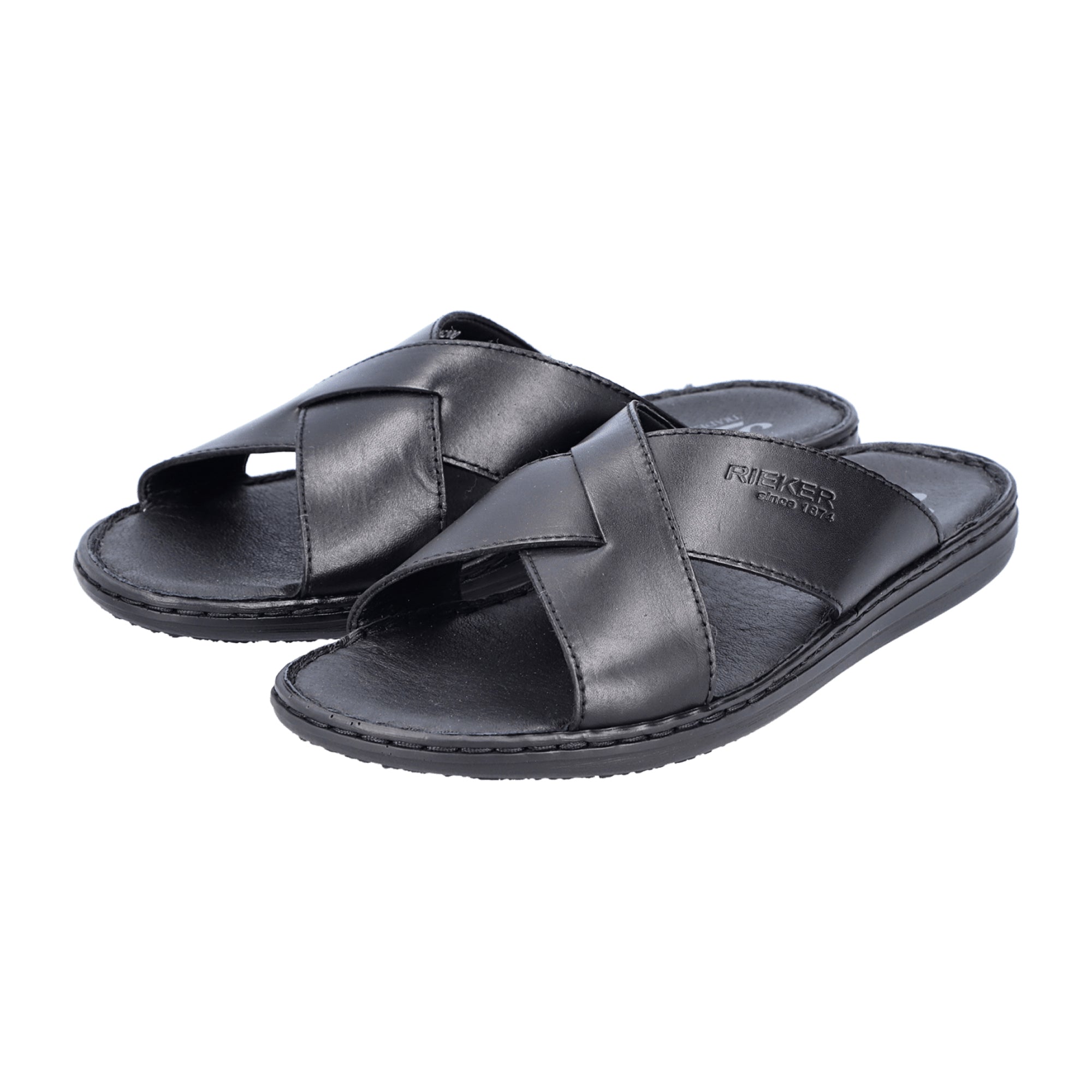 Rieker Men's Black Slip-On Sandals for Spring and Summer