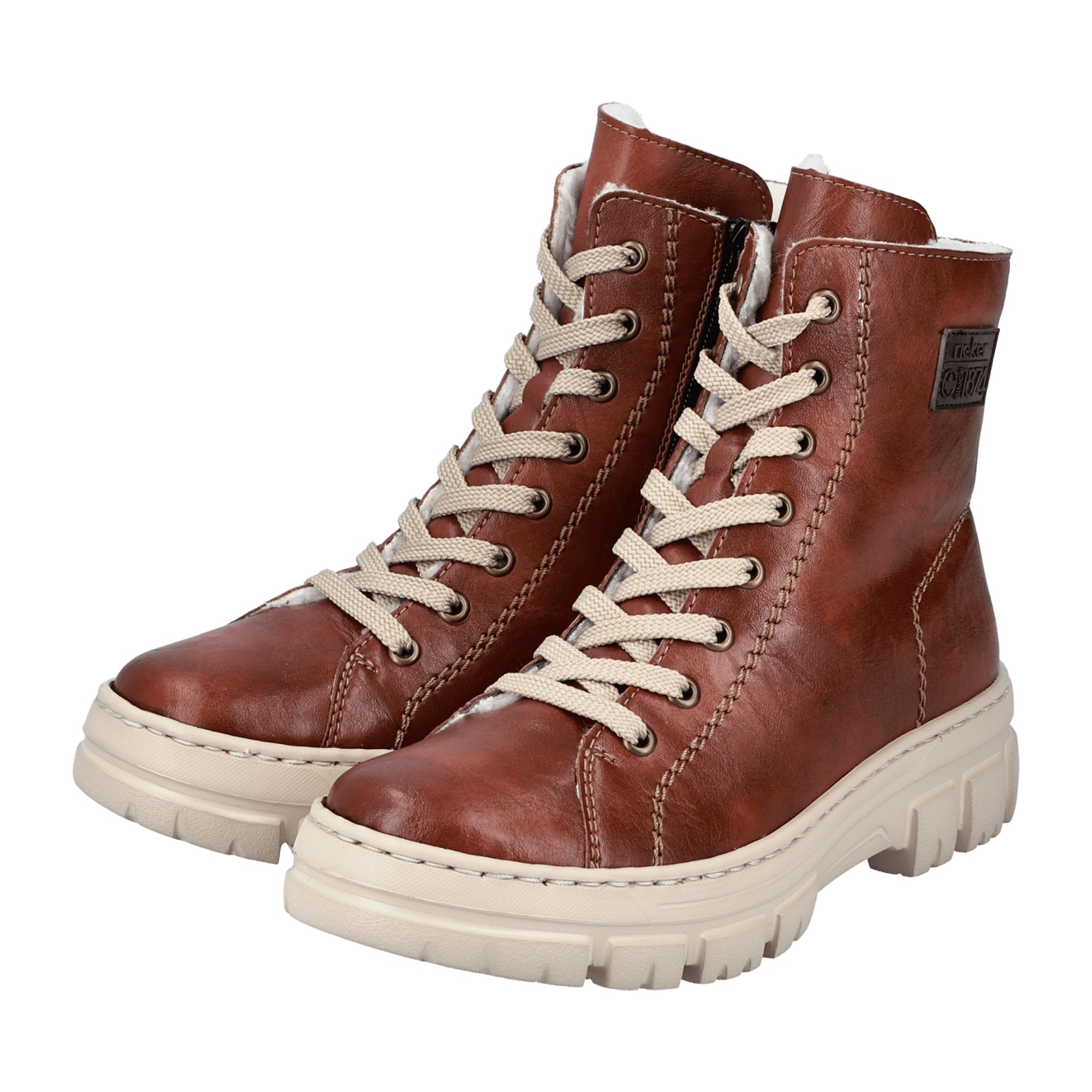 Rieker HWK Women's Brown Boots with Zipper and Laces for Fall/Winter