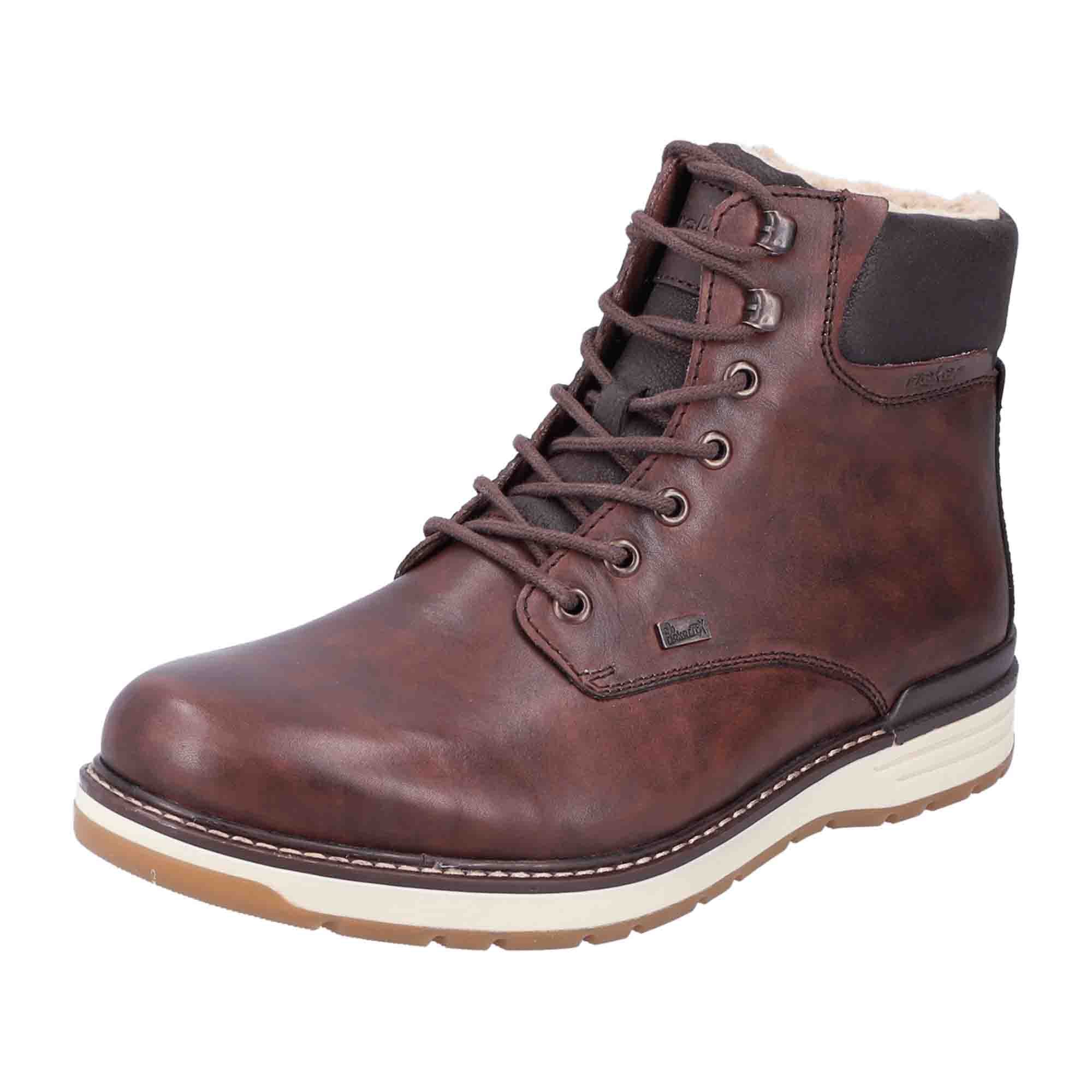 Rieker HWK Men's Brown Leather Boots with Lace-Up Closure for Fall/Winter