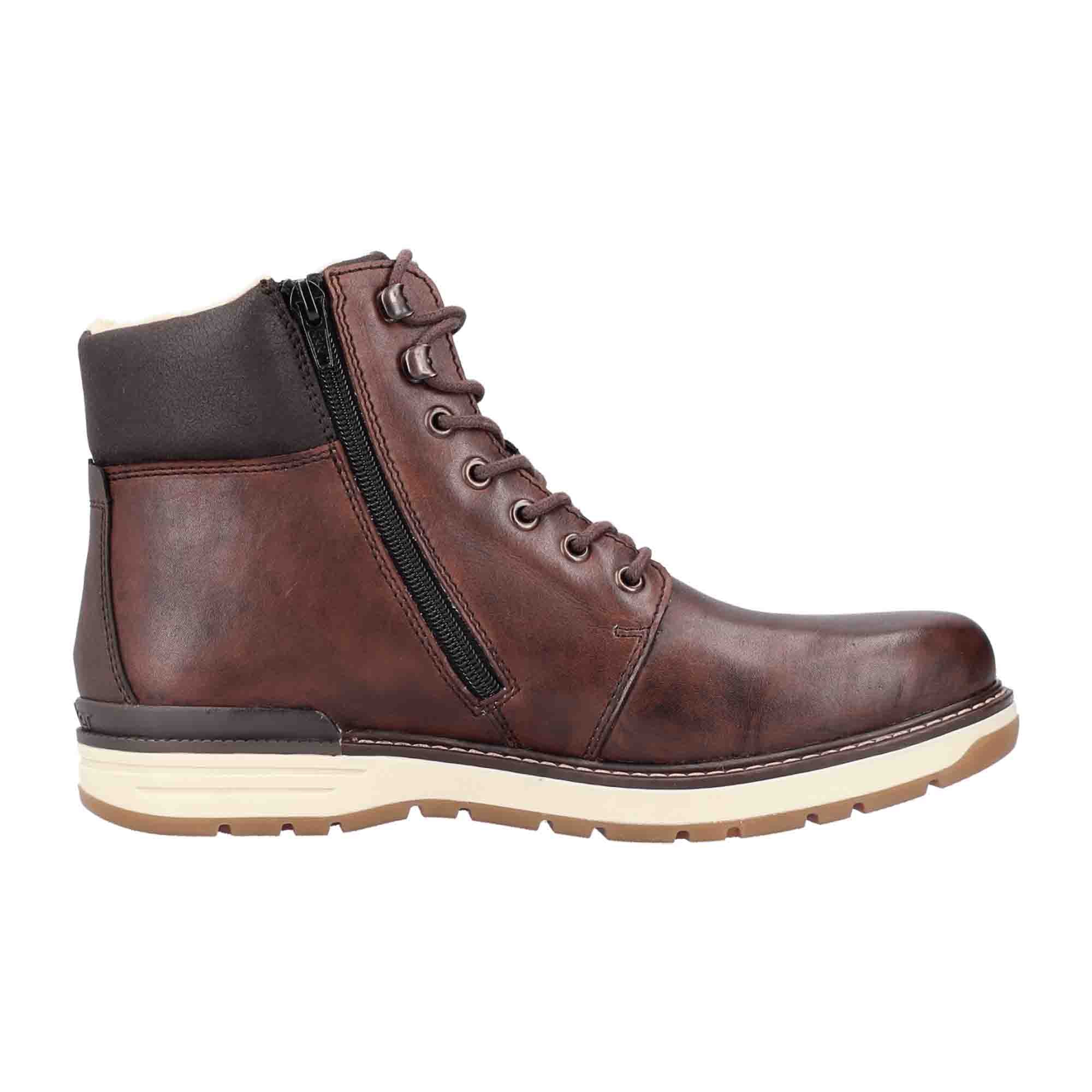 Rieker HWK Men's Brown Leather Boots with Lace-Up Closure for Fall/Winter