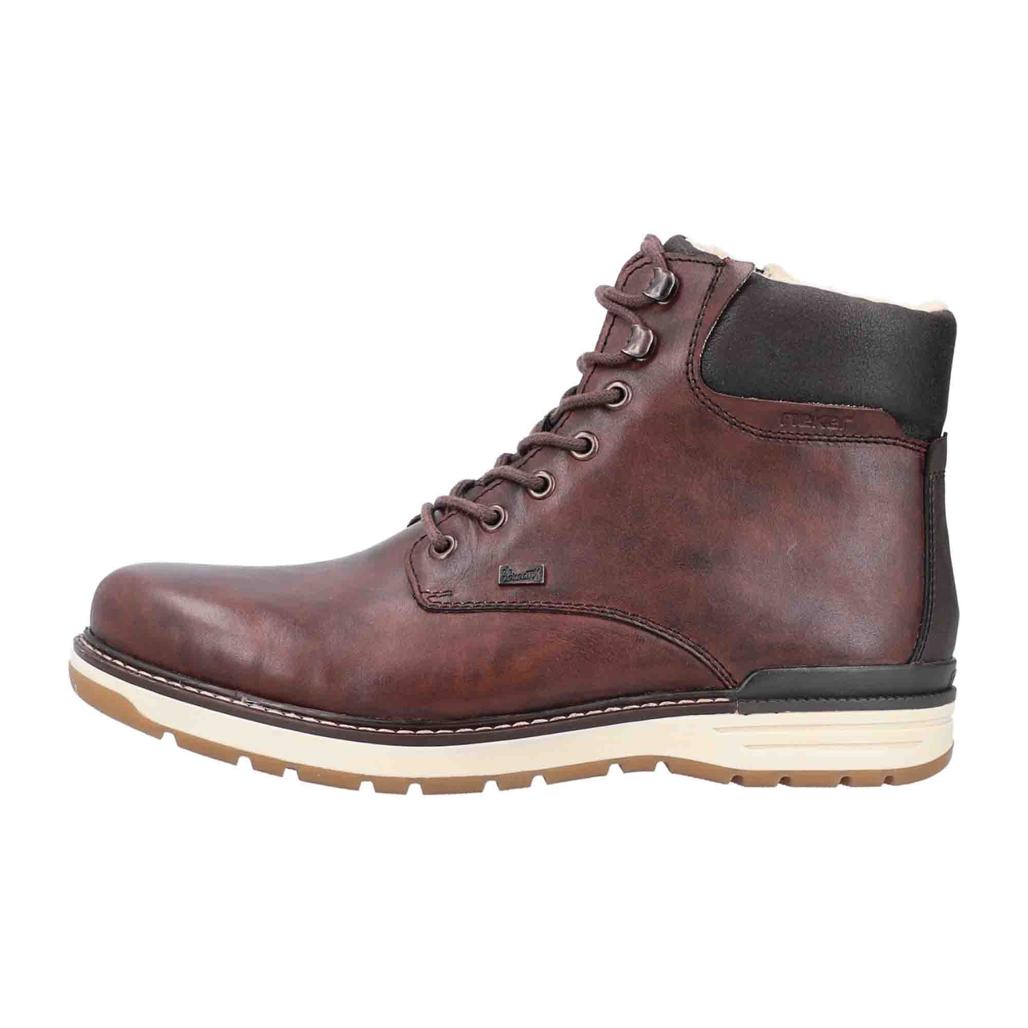 Rieker HWK Men's Brown Leather Boots with Lace-Up Closure for Fall/Winter