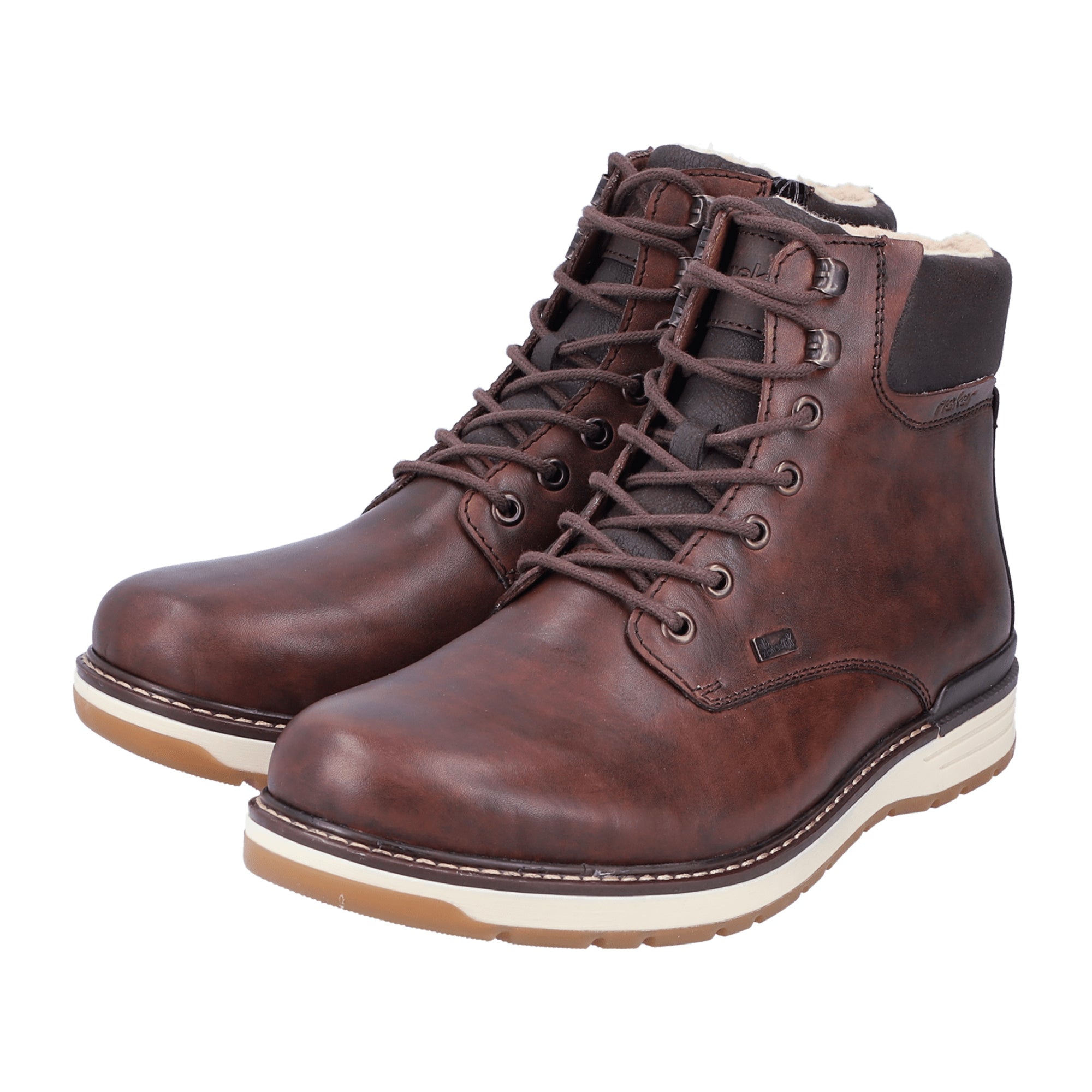 Rieker HWK Men's Brown Leather Boots with Lace-Up Closure for Fall/Winter