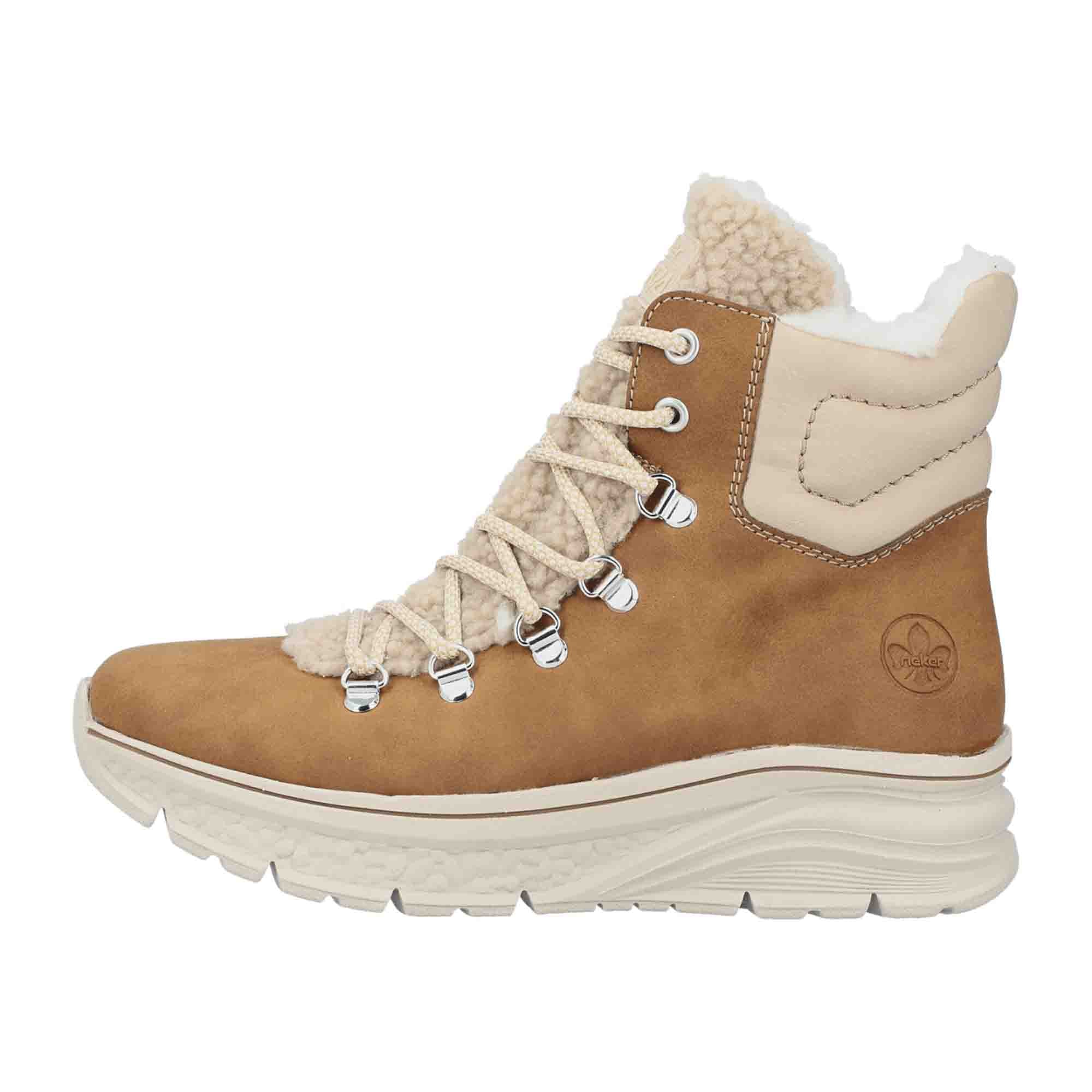 Rieker HWK Women's Brown Boots, Faux Leather, Lace-Up, Fall/Winter