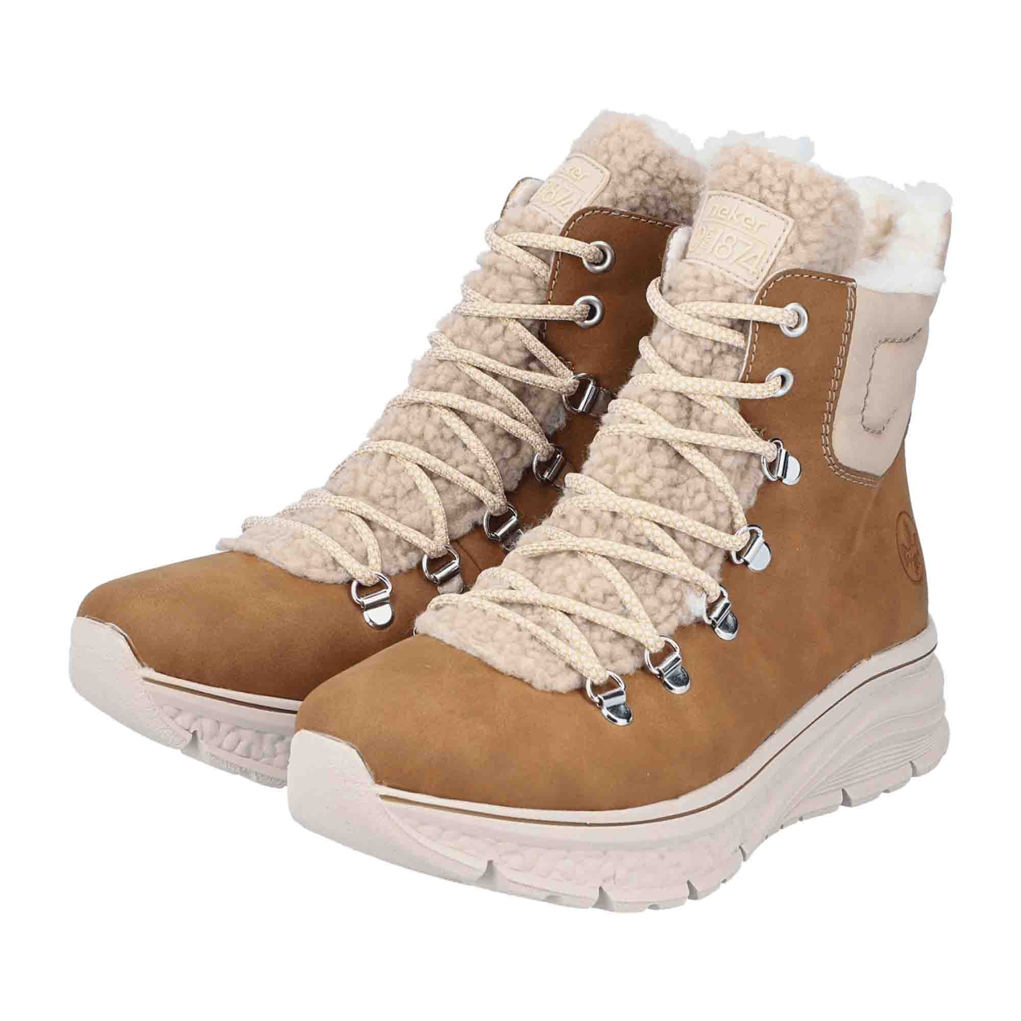 Rieker HWK Women's Brown Boots, Faux Leather, Lace-Up, Fall/Winter