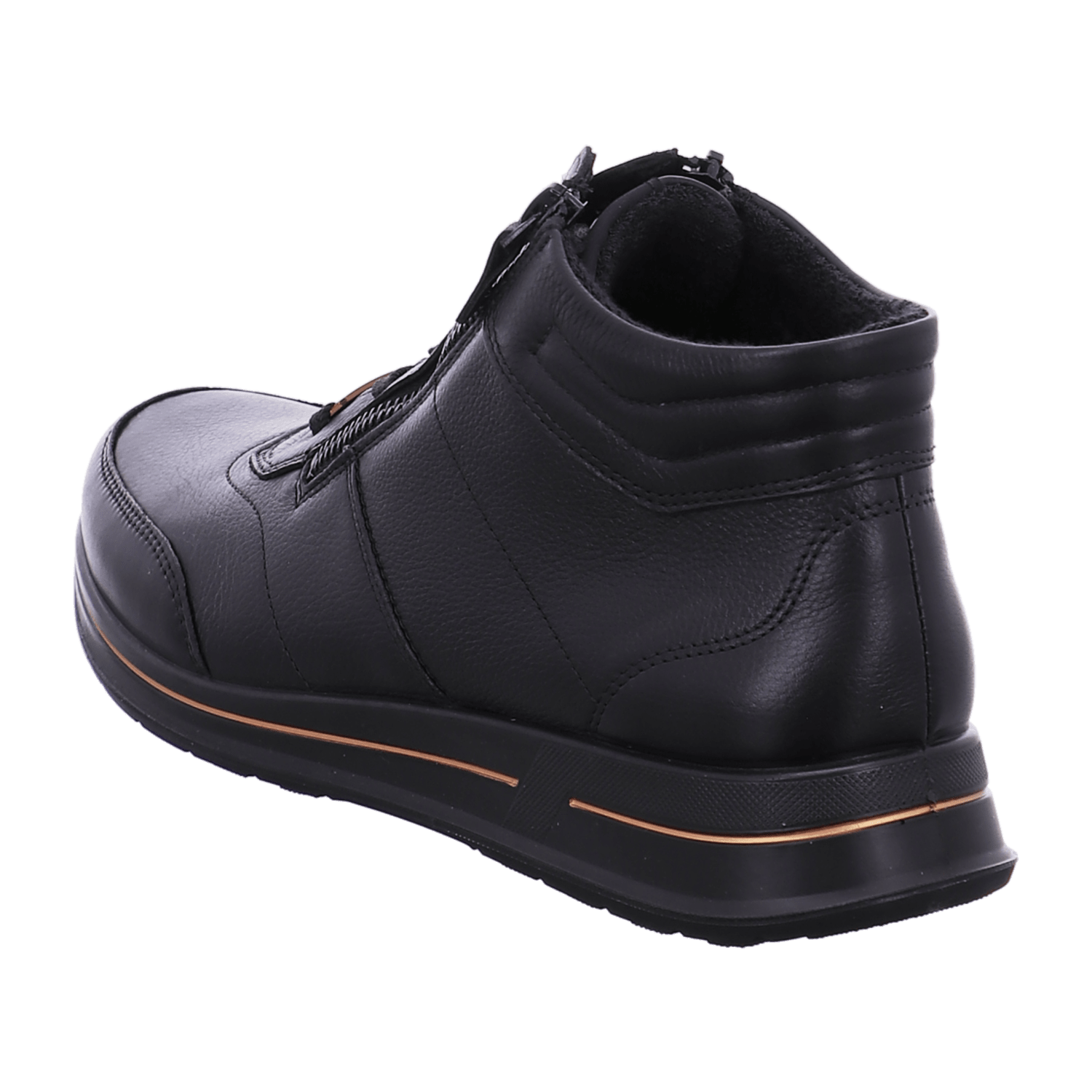 ARA Women's Leather Sneakers with Lace-Up Closure and Round Toe in Black
