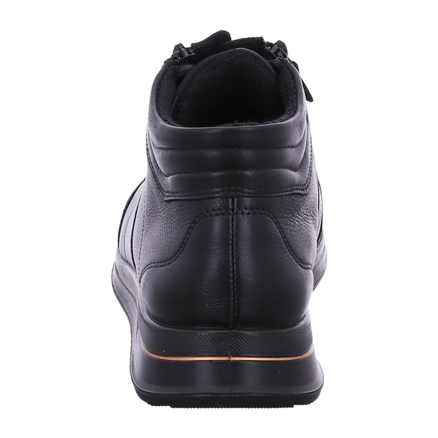 ARA Women's Leather Sneakers with Lace-Up Closure and Round Toe in Black