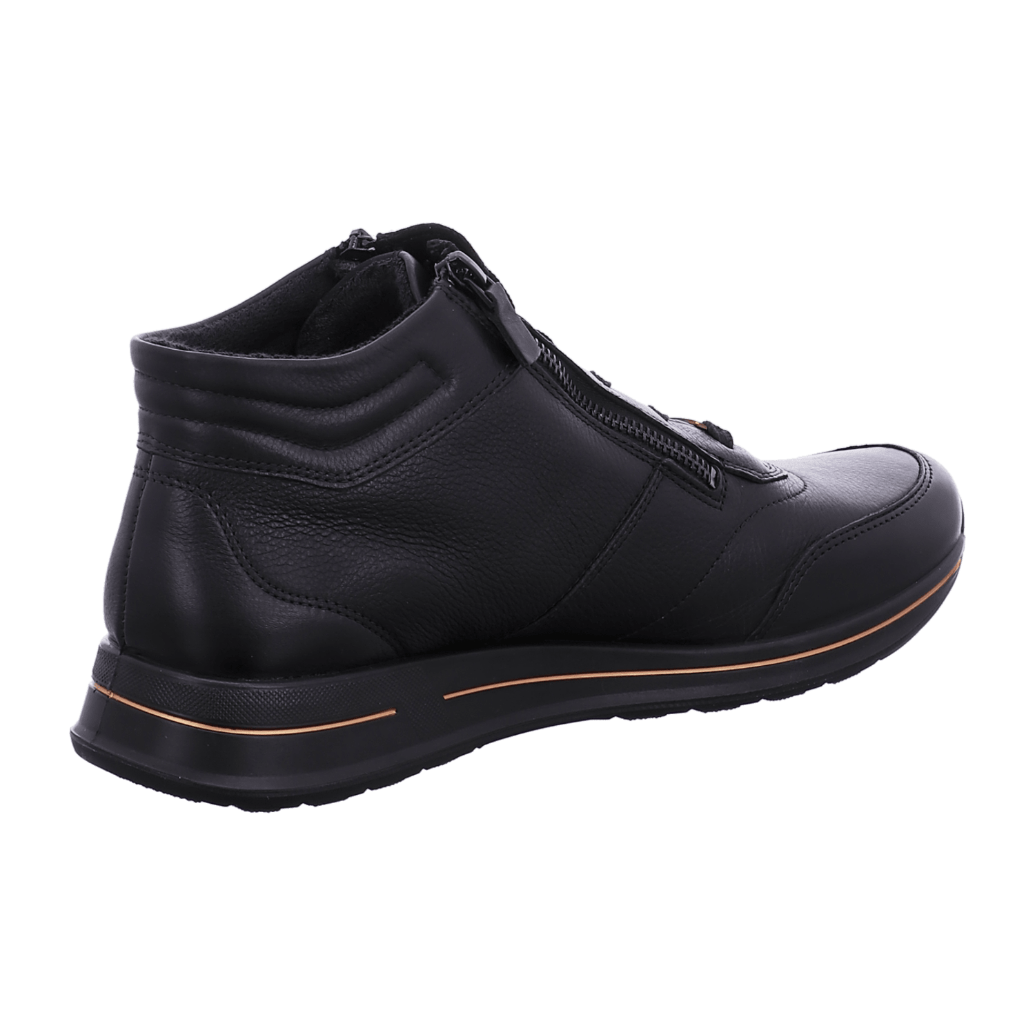 ARA Women's Leather Sneakers with Lace-Up Closure and Round Toe in Black