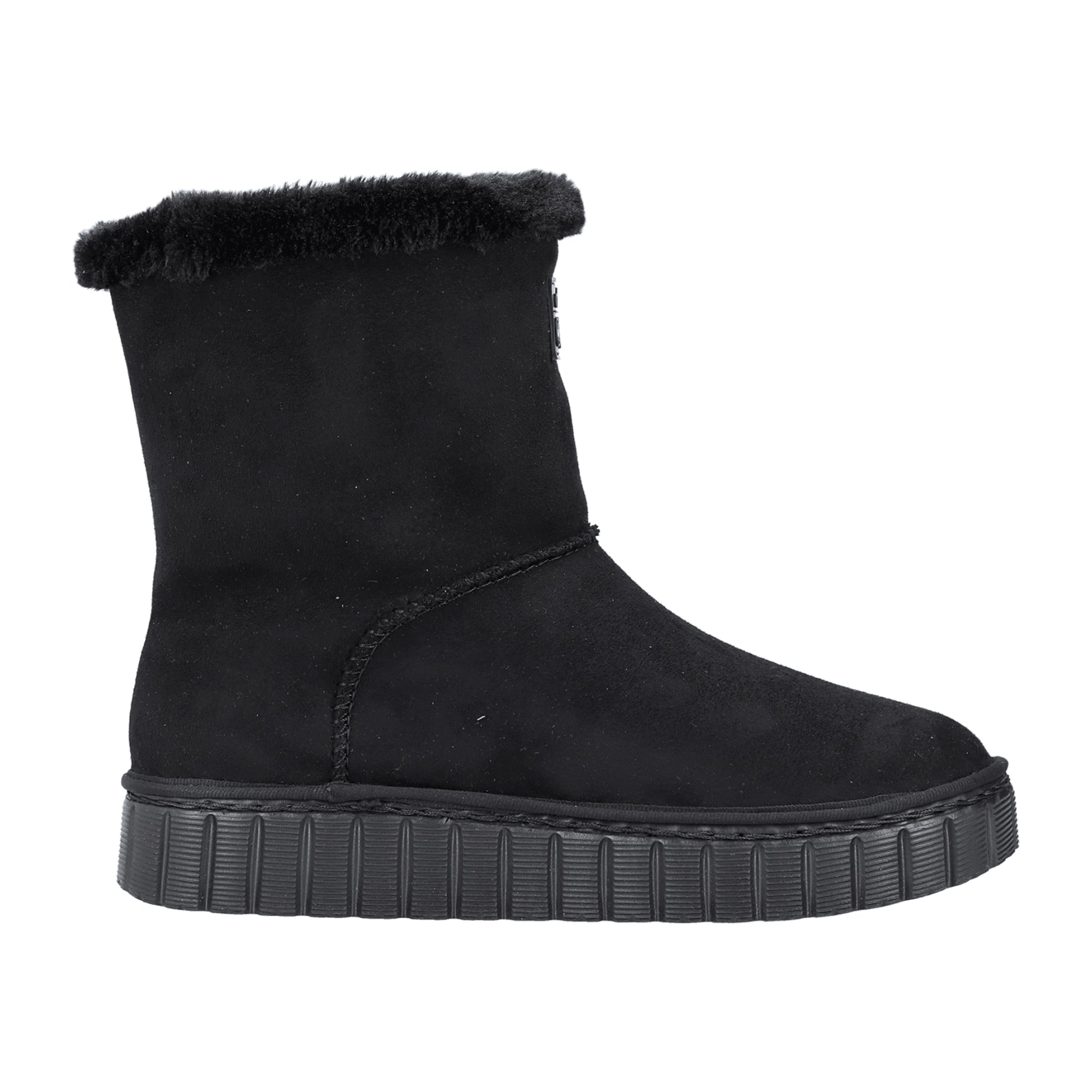 Rieker Women's Black Winter Boots Warm Lined Textile Upper Flat Heel