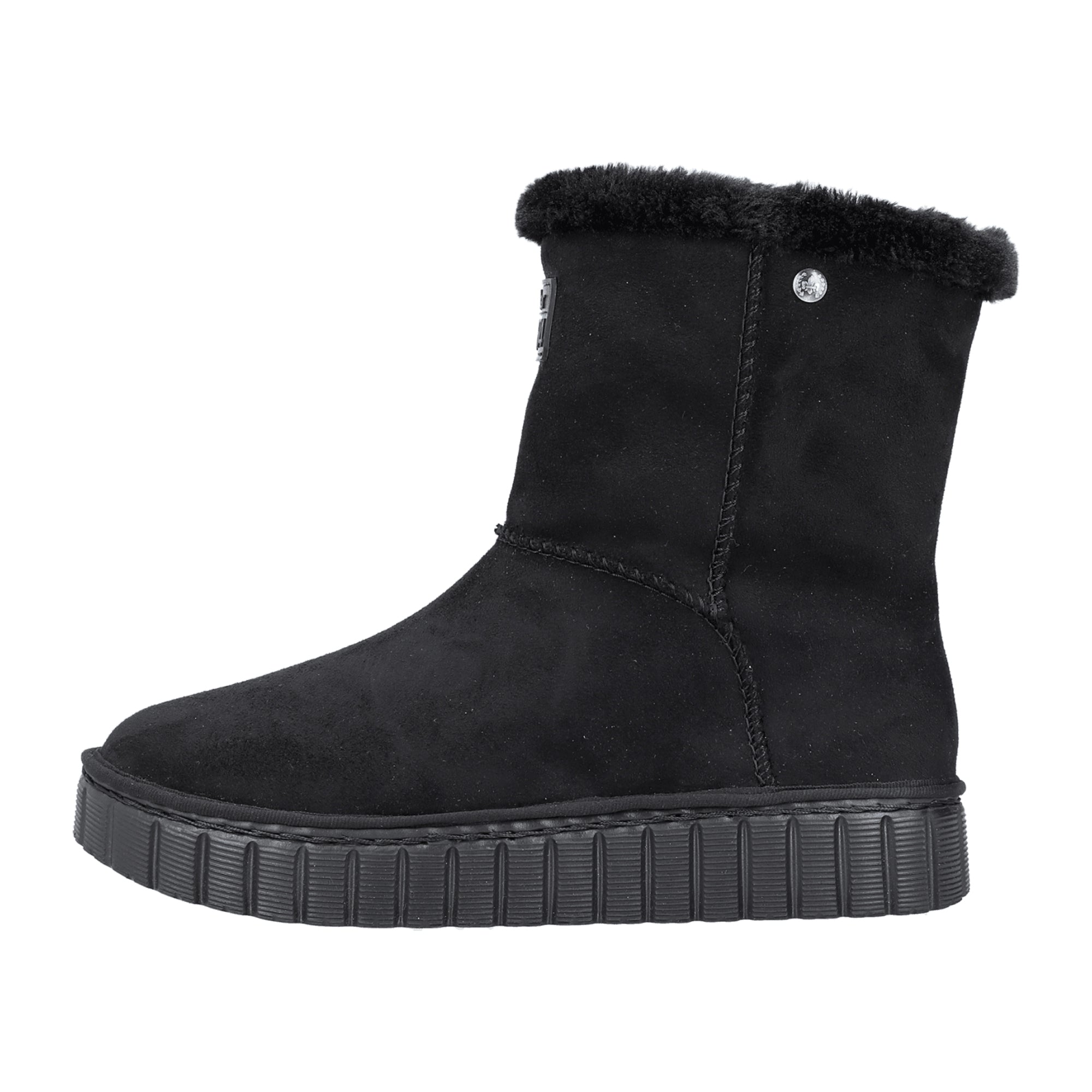 Rieker Women's Black Winter Boots Warm Lined Textile Upper Flat Heel