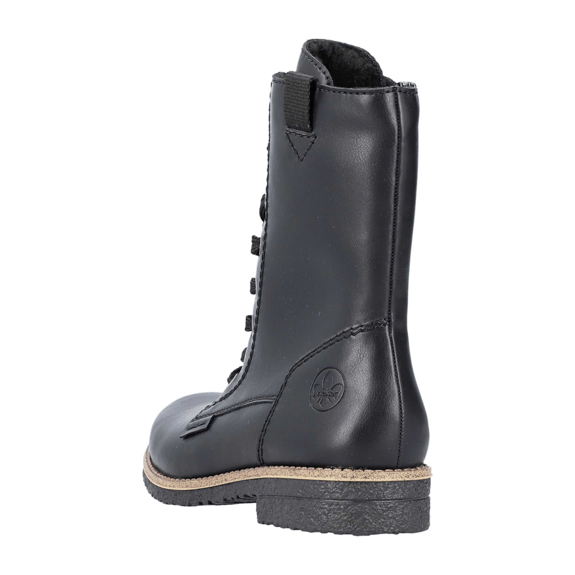 Rieker Women's Black Ankle Boots with Block Heel and Zipper Lace-Up Closure