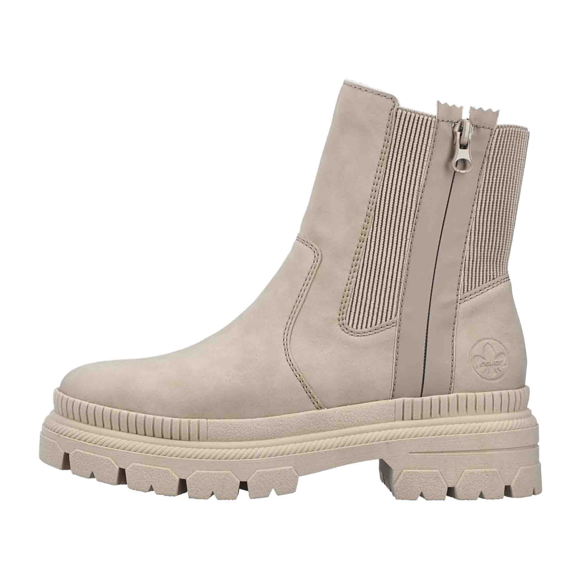 Rieker Beige Women's Boots Y9373-62 Block Heel Warm Lined Fall Winter