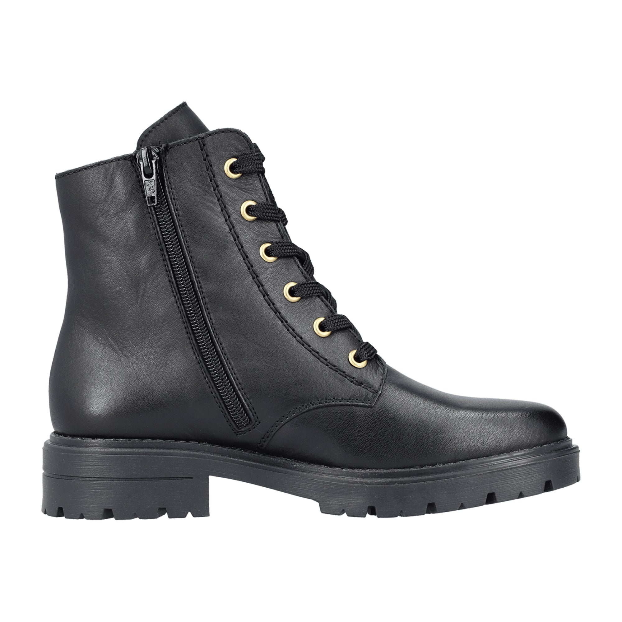 Rieker Black Women's Boots Zipper Closure Smooth Leather Block Heel