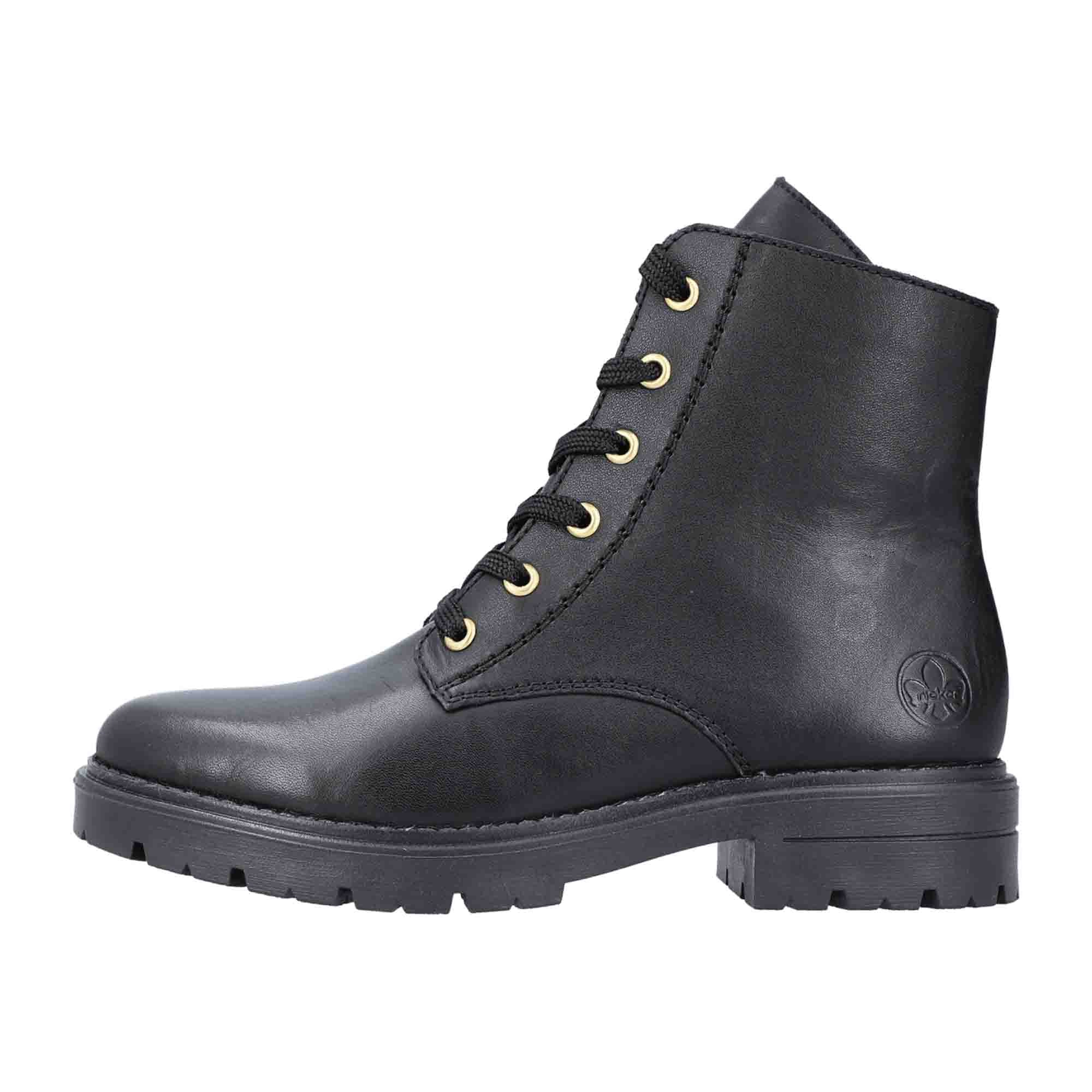 Rieker Black Women's Boots Zipper Closure Smooth Leather Block Heel