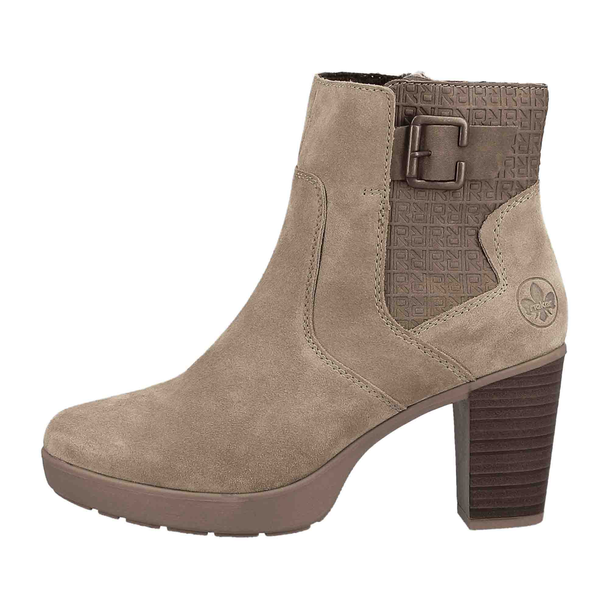 Rieker Y2252 Beige Women's Shoes for Fall and Winter