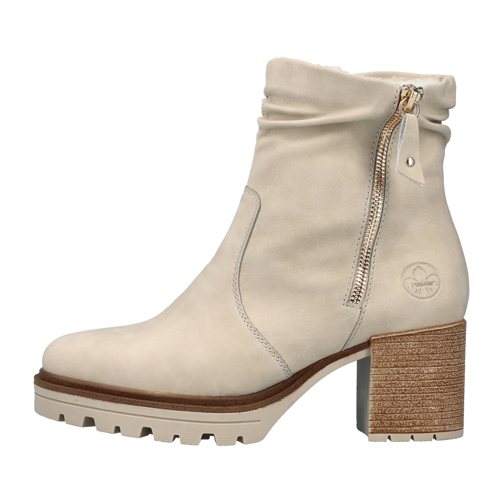 Rieker HWK Beige Women's Boots for Fall Winter with 6.5 cm Heel