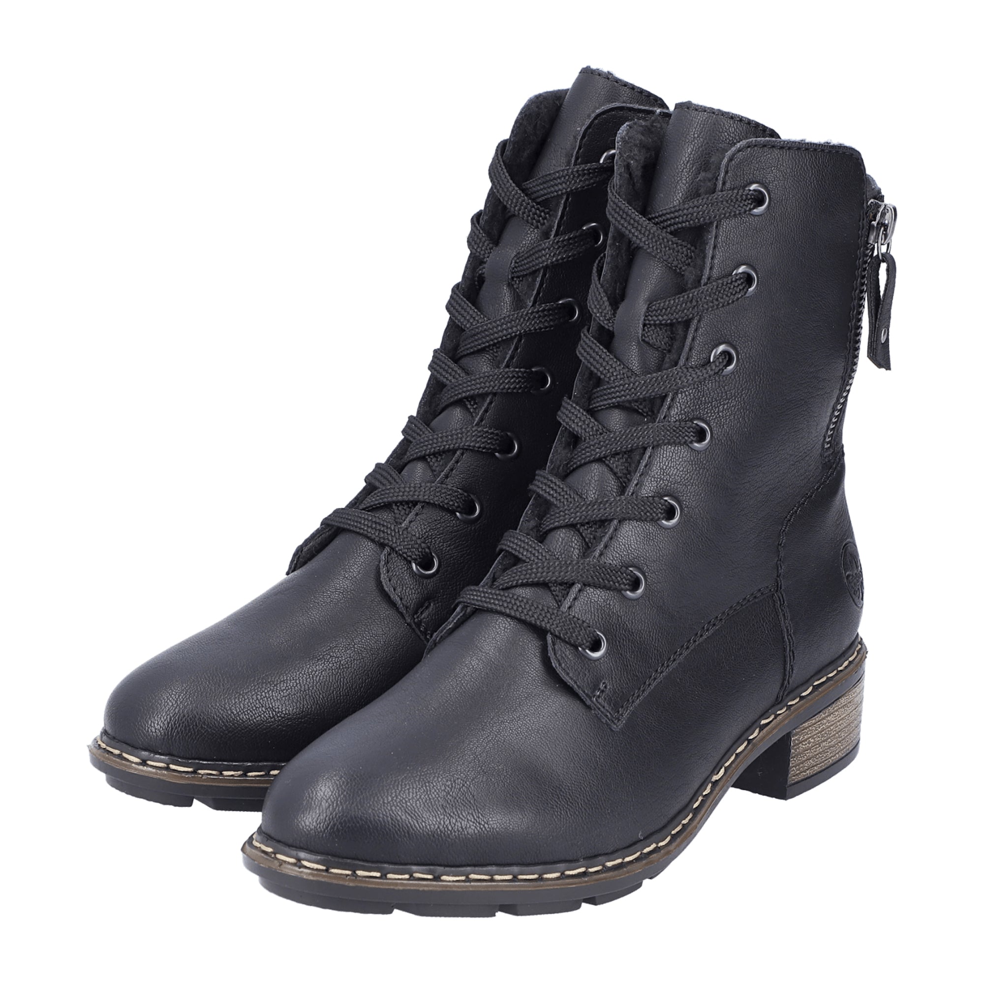 Rieker HWK Women's Black Boots with Lace-Up Closure for Fall and Winter
