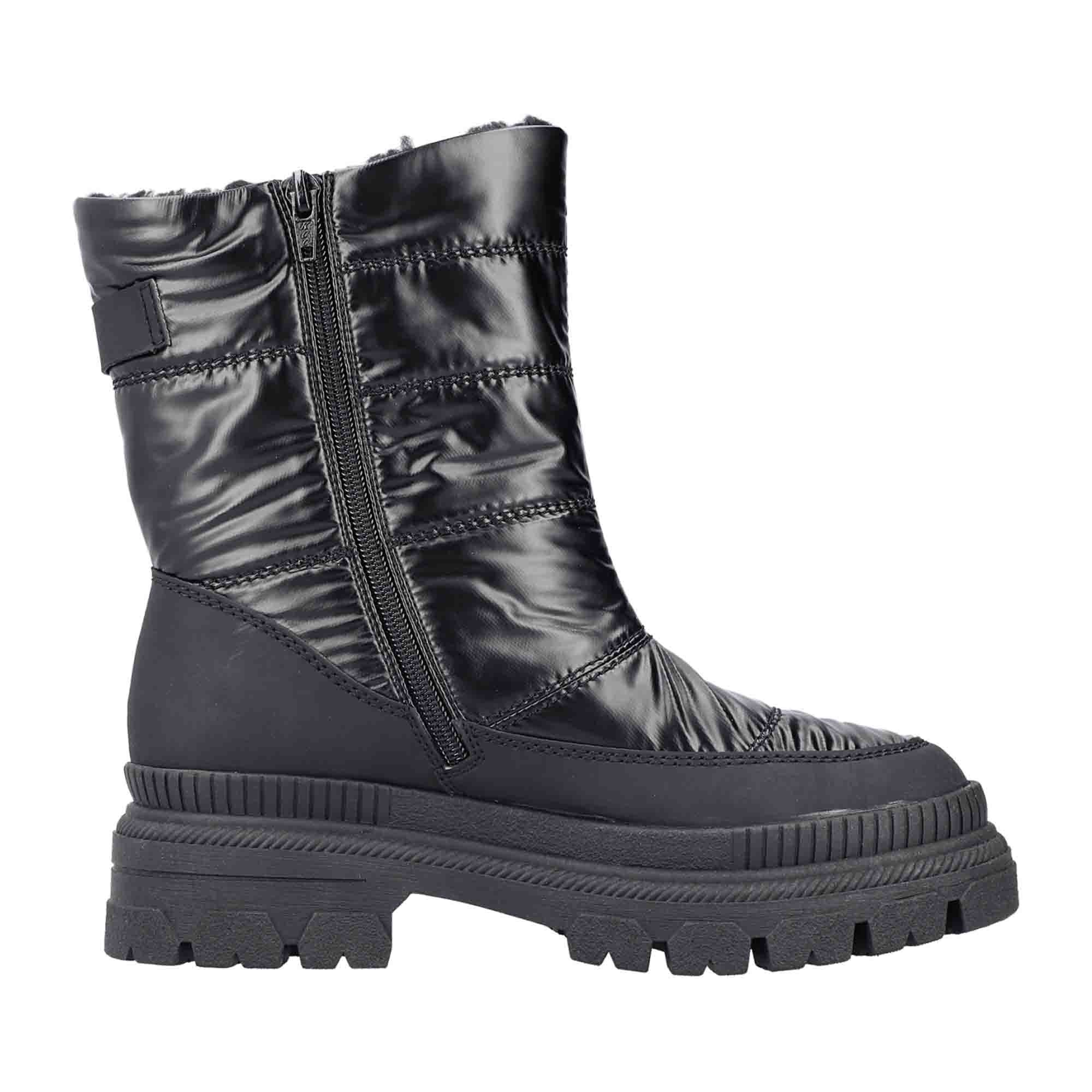 Rieker Y938000 Women's Black Boots with Zipper for Fall Winter