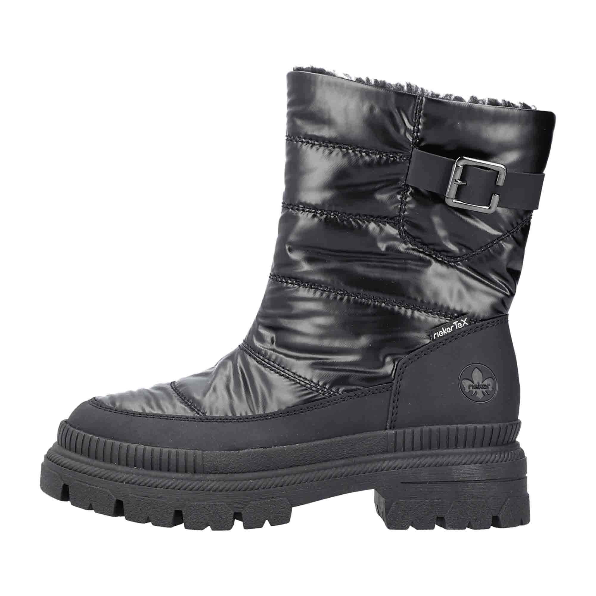 Rieker Y938000 Women's Black Boots with Zipper for Fall Winter