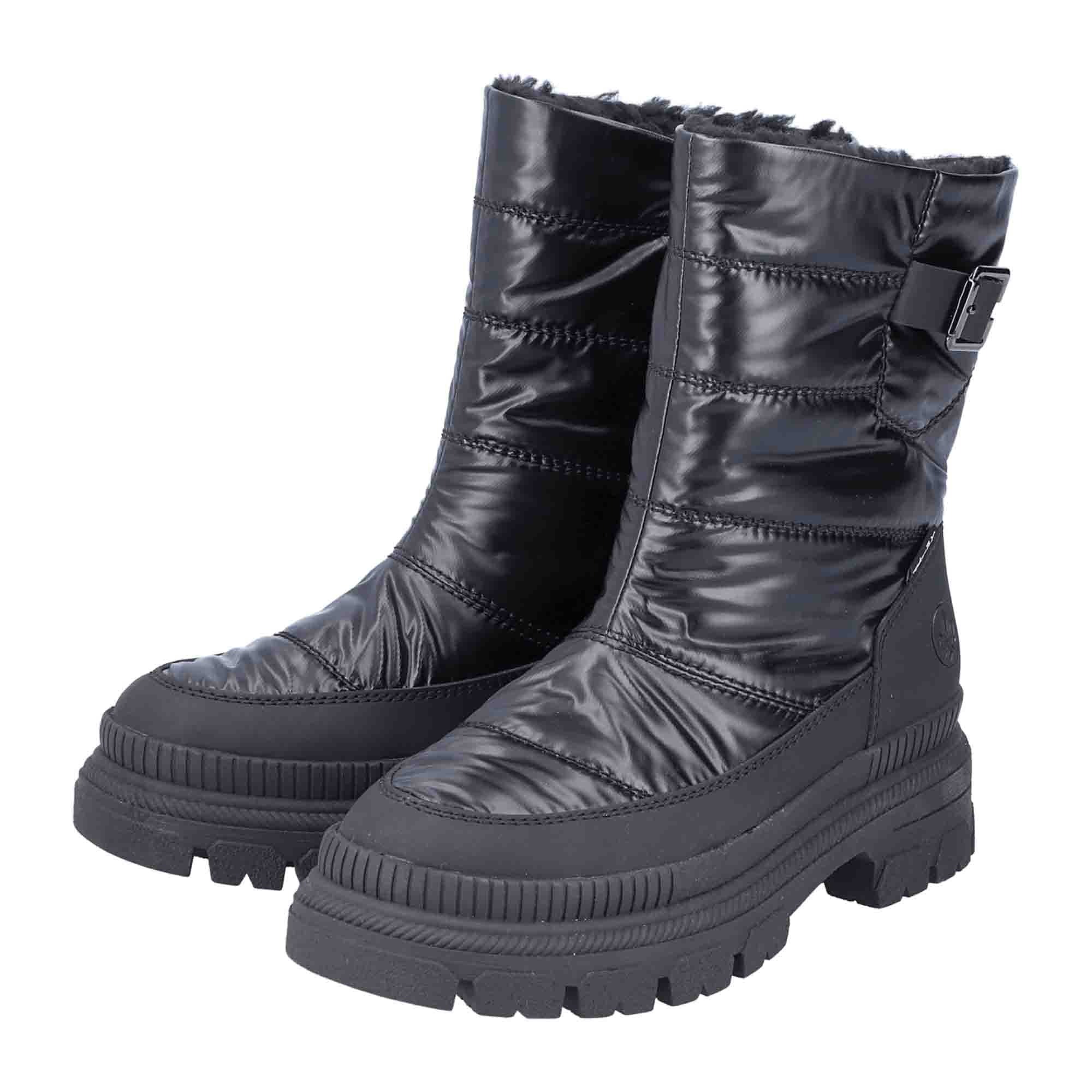 Rieker Y938000 Women's Black Boots with Zipper for Fall Winter