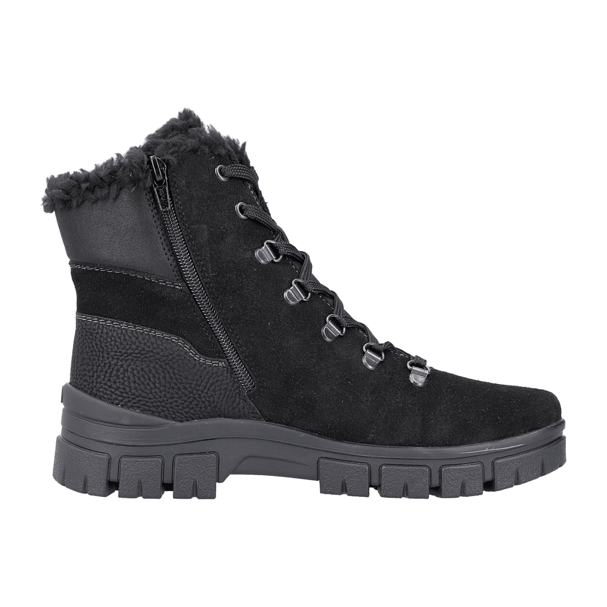 Rieker Women's Black Anti Slip Lace-Up Boots for Fall Winter