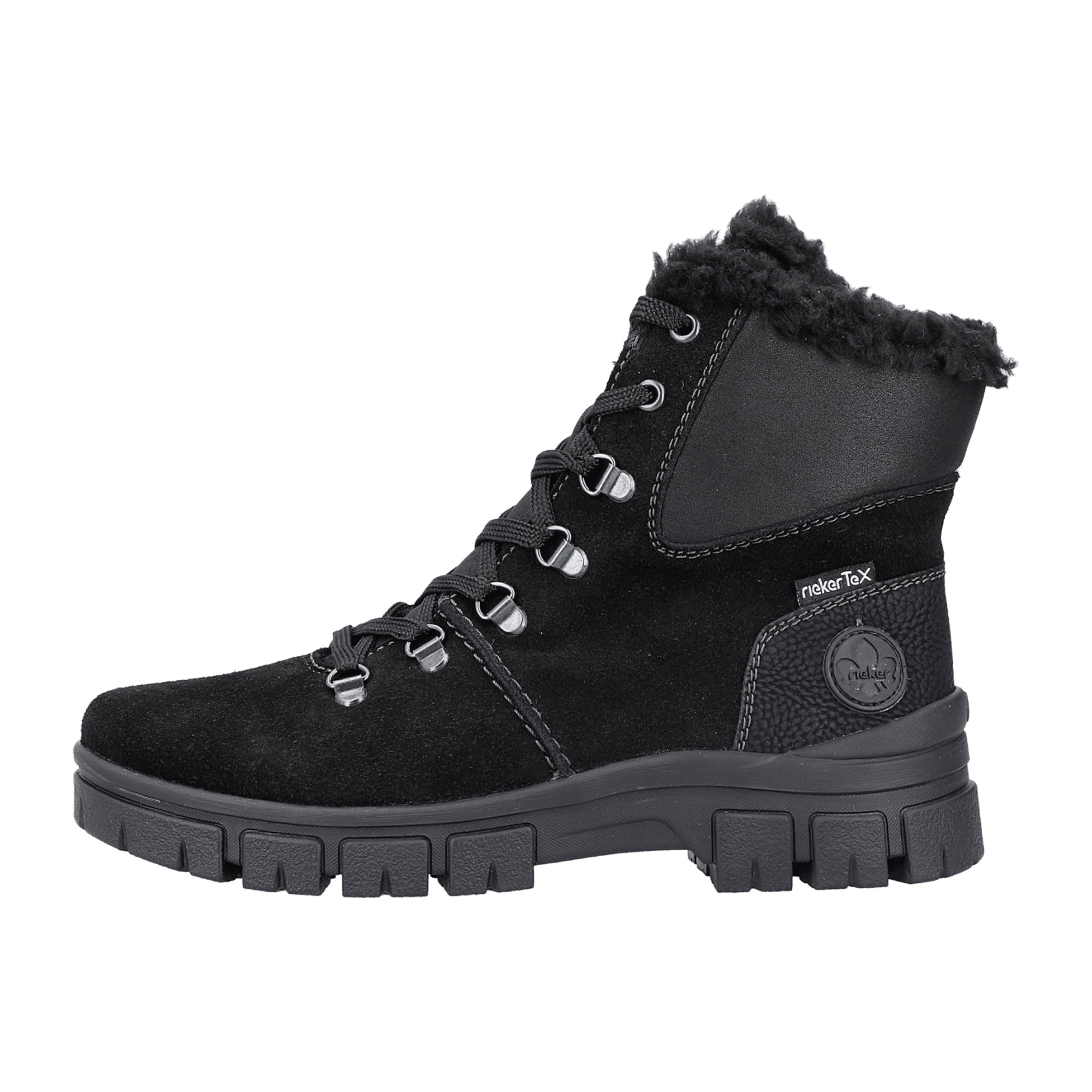 Rieker Women's Black Anti Slip Lace-Up Boots for Fall Winter