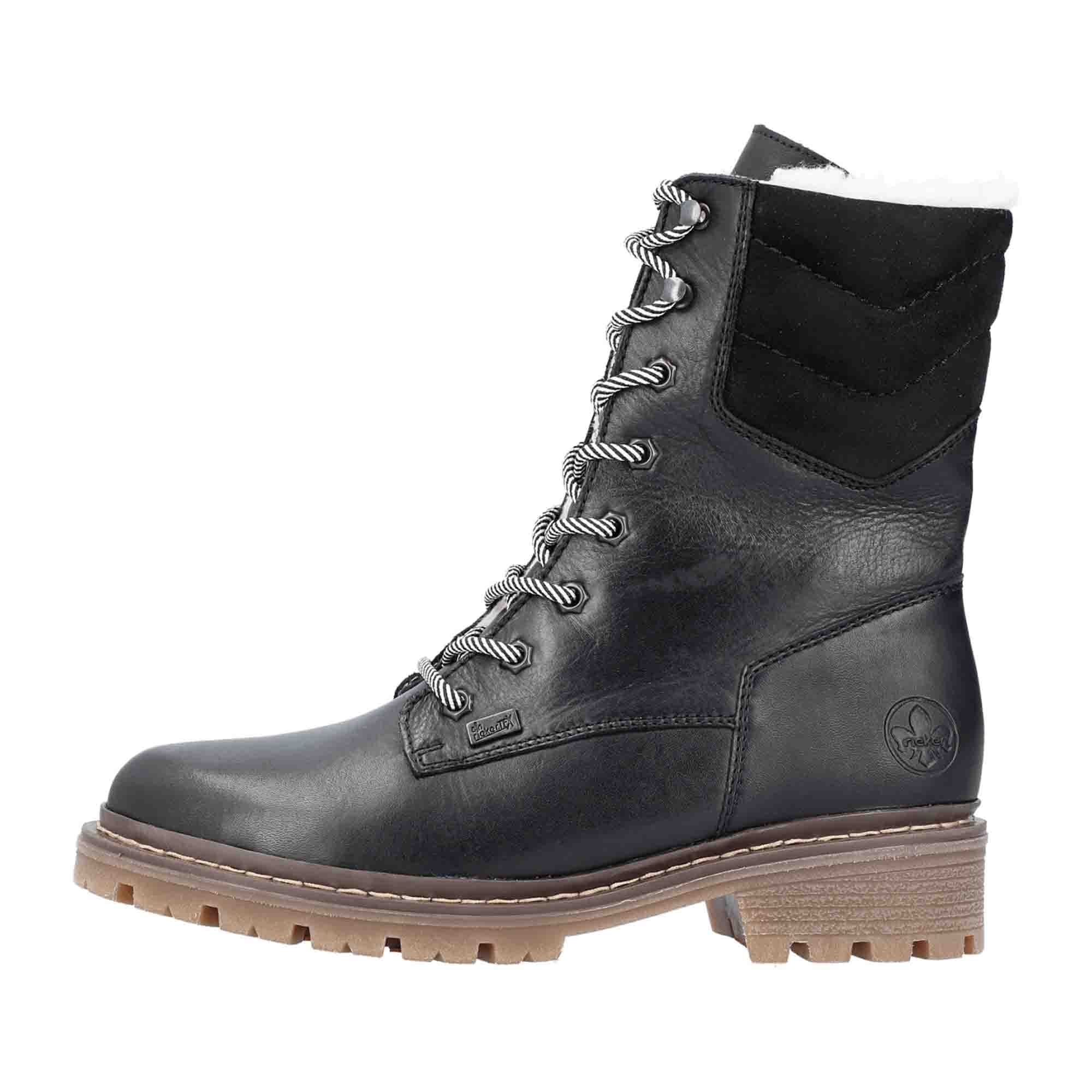 Rieker HWK Women's Black Leather Boots for Fall Winter