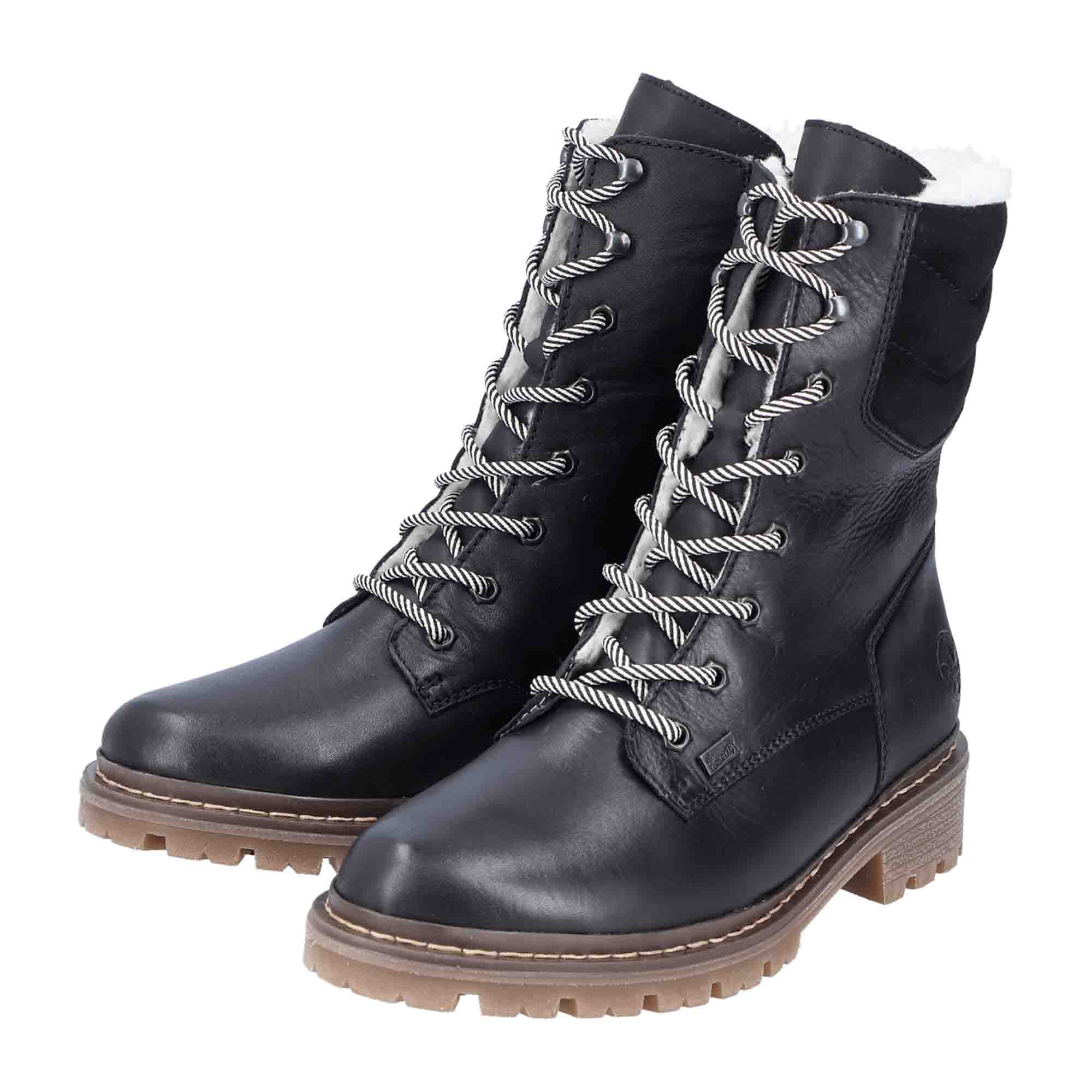 Rieker HWK Women's Black Leather Boots for Fall Winter