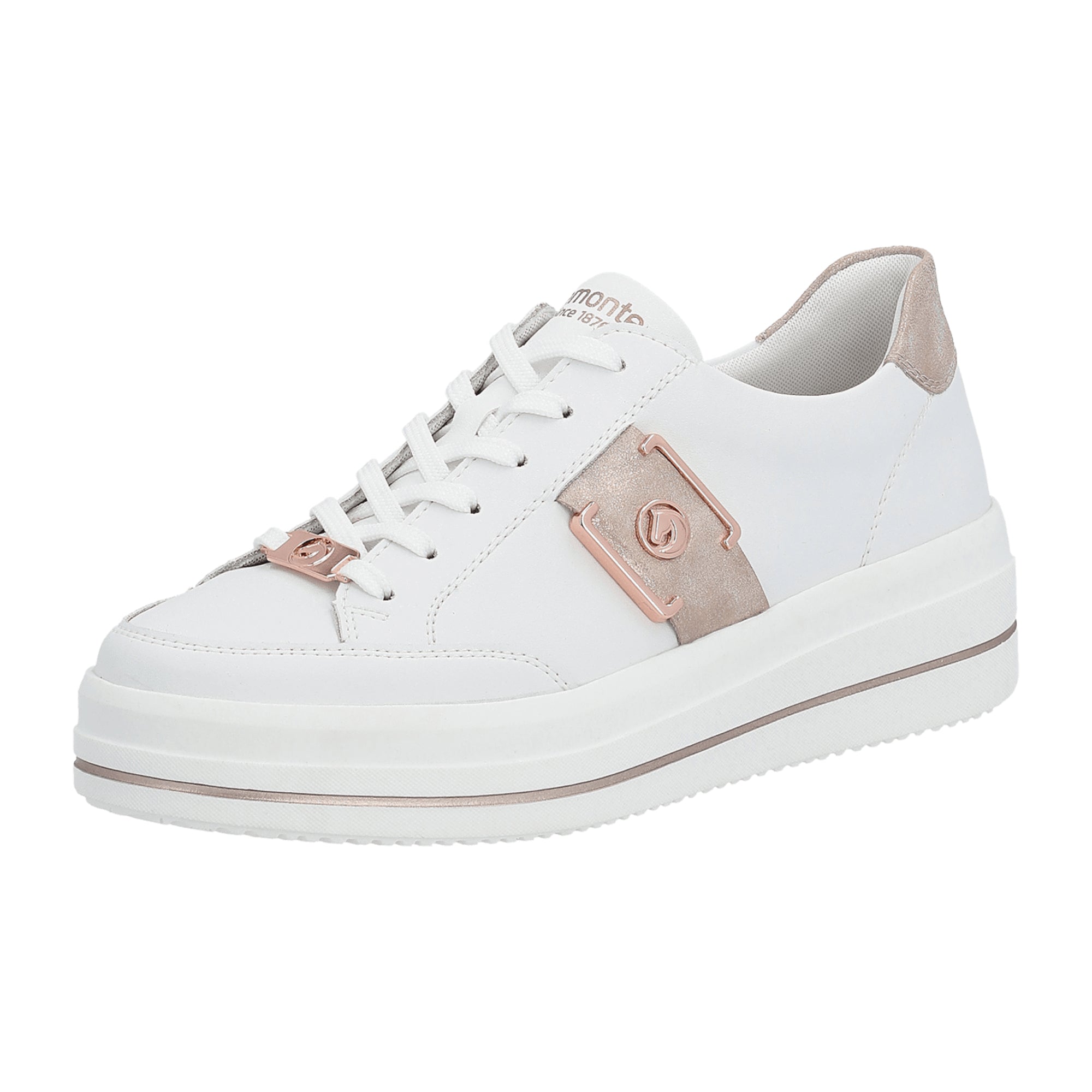 Remonte D1C02 Women's White Leather Sneakers with Removable Insole