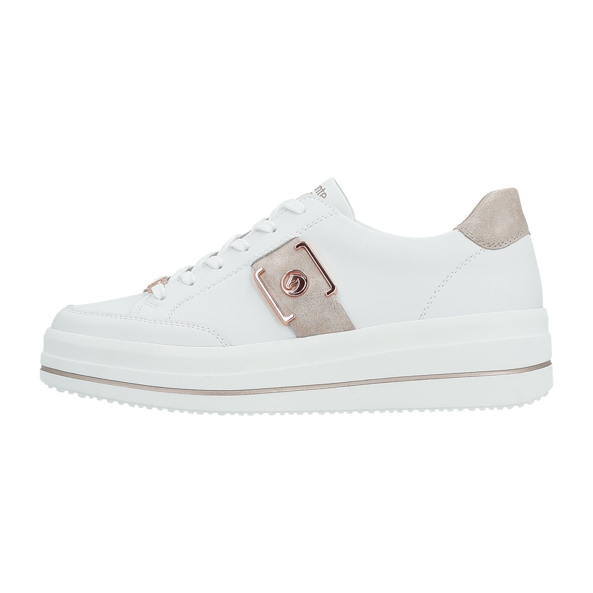 Remonte D1C02 Women's White Leather Sneakers with Removable Insole