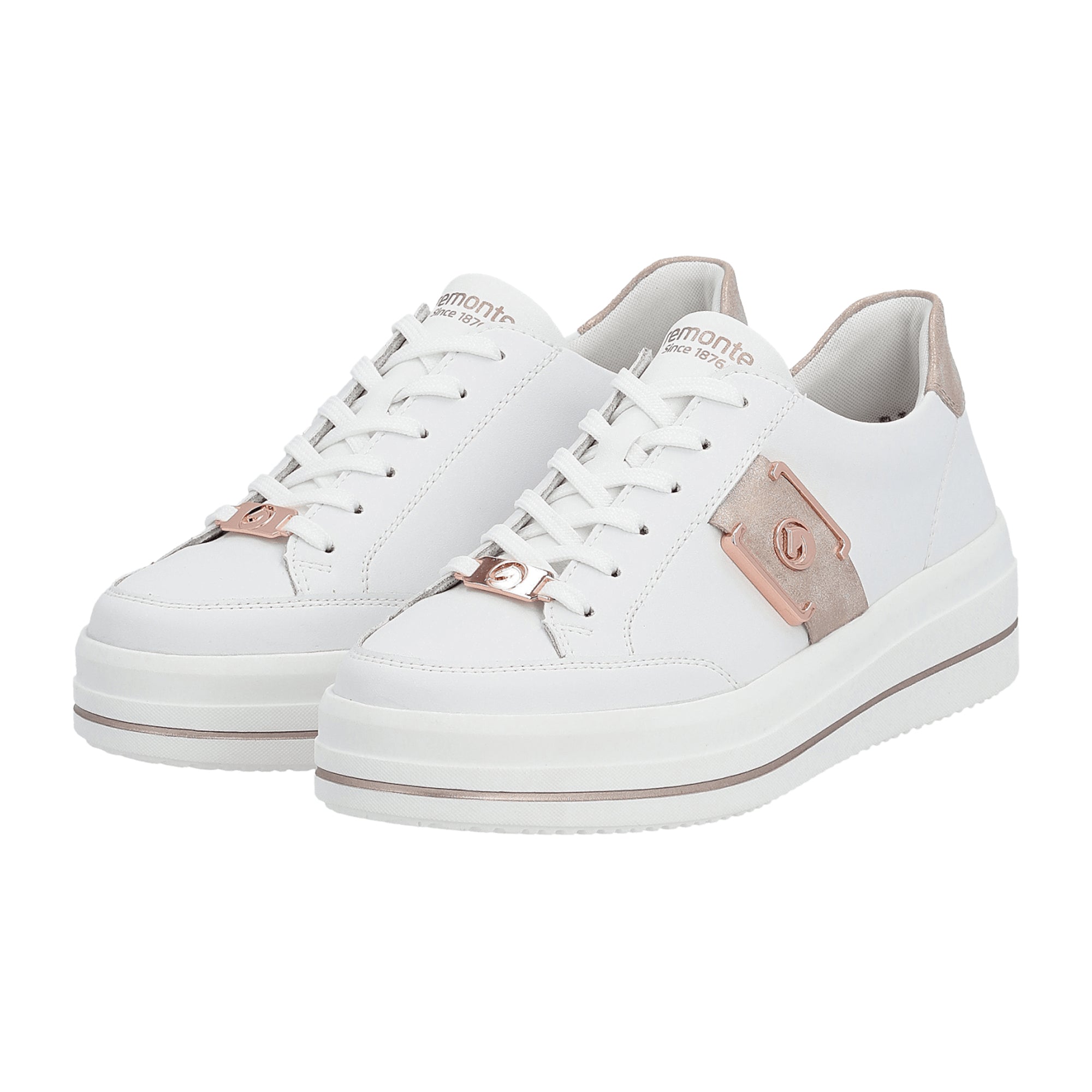 Remonte D1C02 Women's White Leather Sneakers with Removable Insole