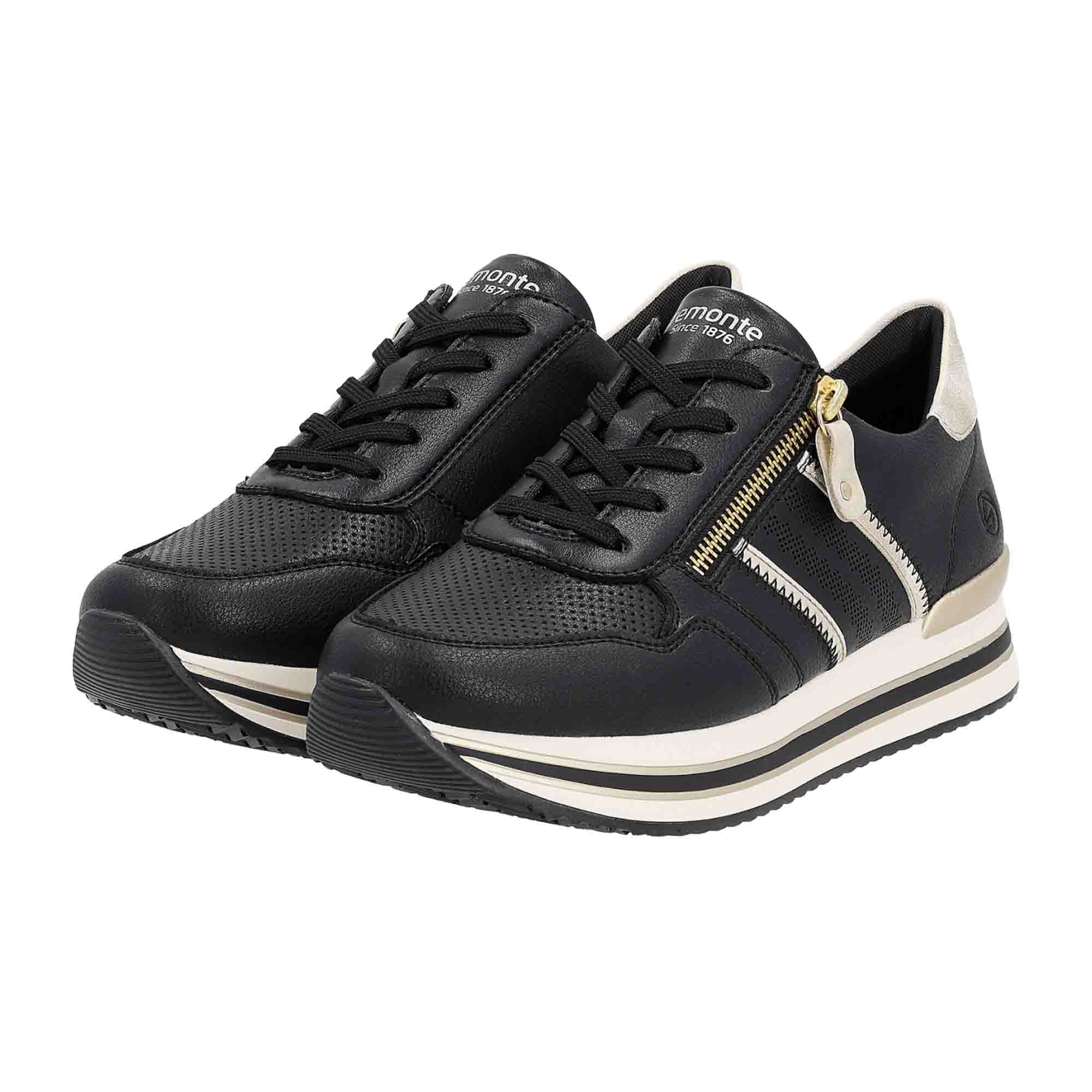 Remonte D1318-01 Women's Black Sneakers with Memory Foam Comfort