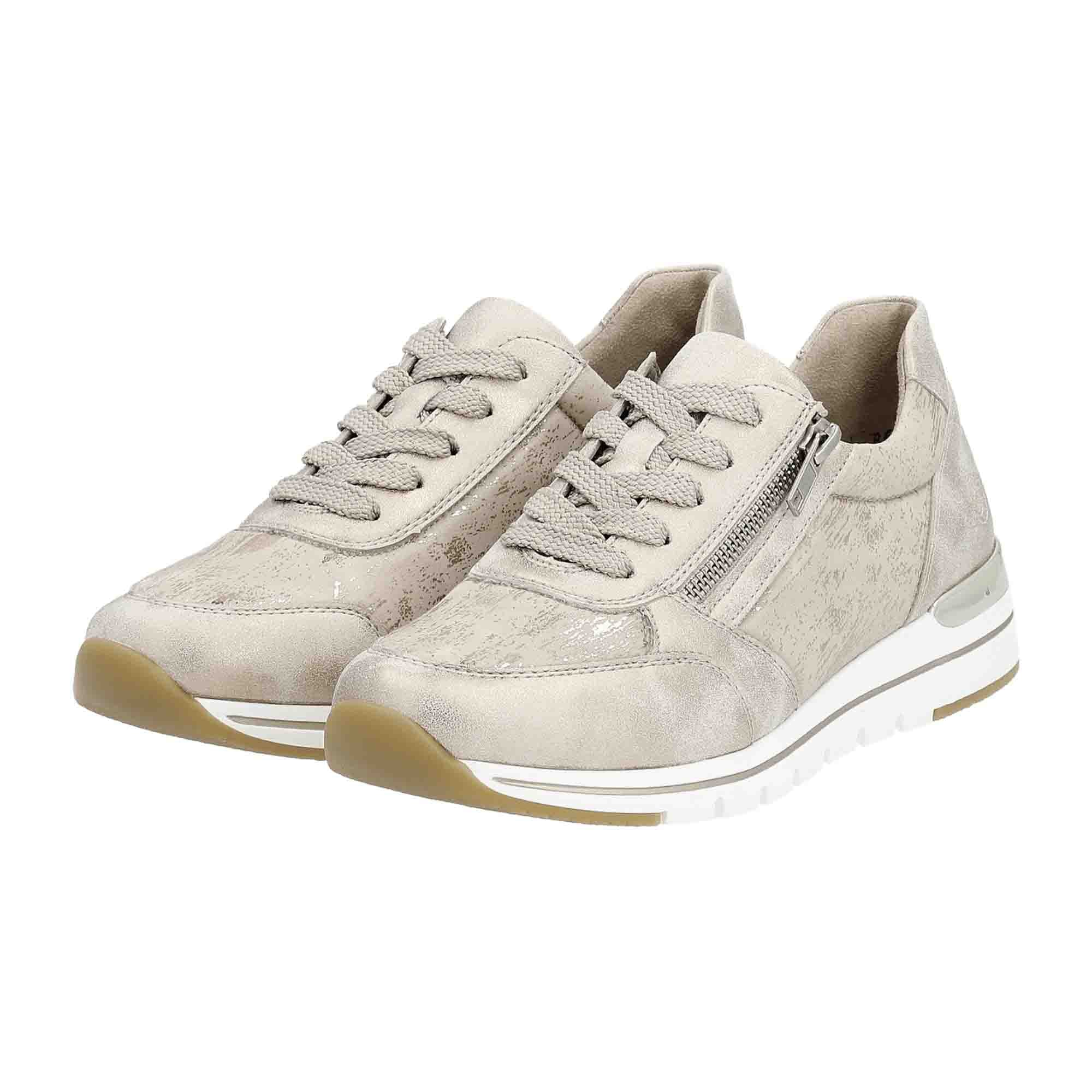 Remonte R6700-61 Women's Gold Leather Sneakers with Removable Insole