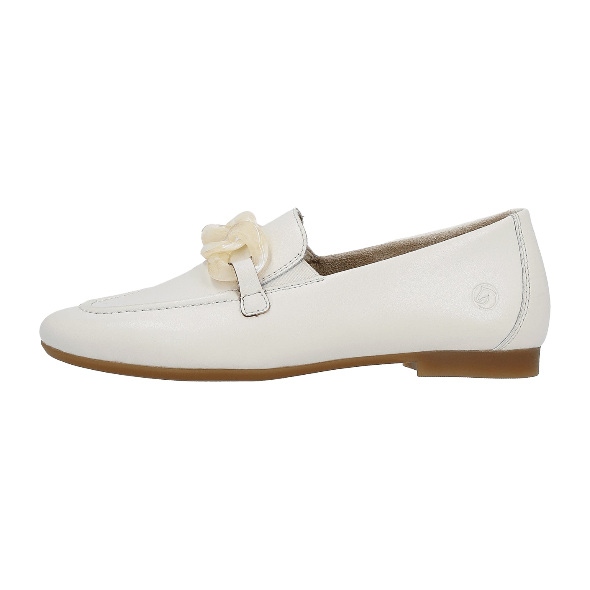 Remonte FS Women's Beige Leather Slip-On Shoes Flat Round Toe Casual Comfort