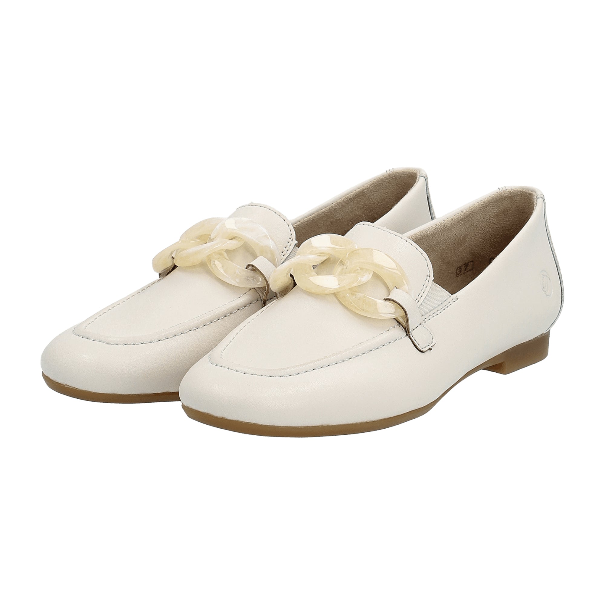 Remonte FS Women's Beige Leather Slip-On Shoes Flat Round Toe Casual Comfort