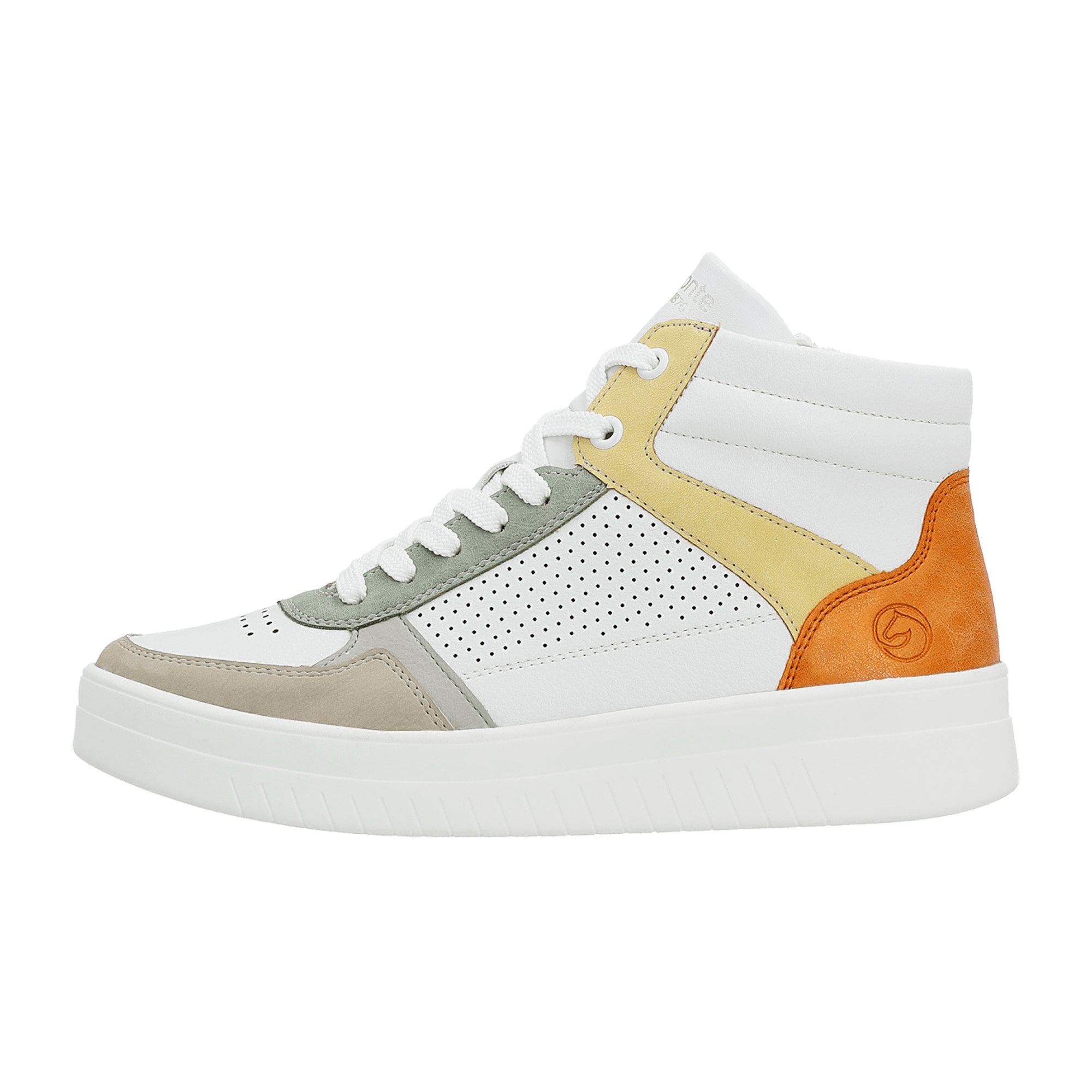 Remonte D0J70-81 Women's White Leather Sneakers with Zip and Lace Closure