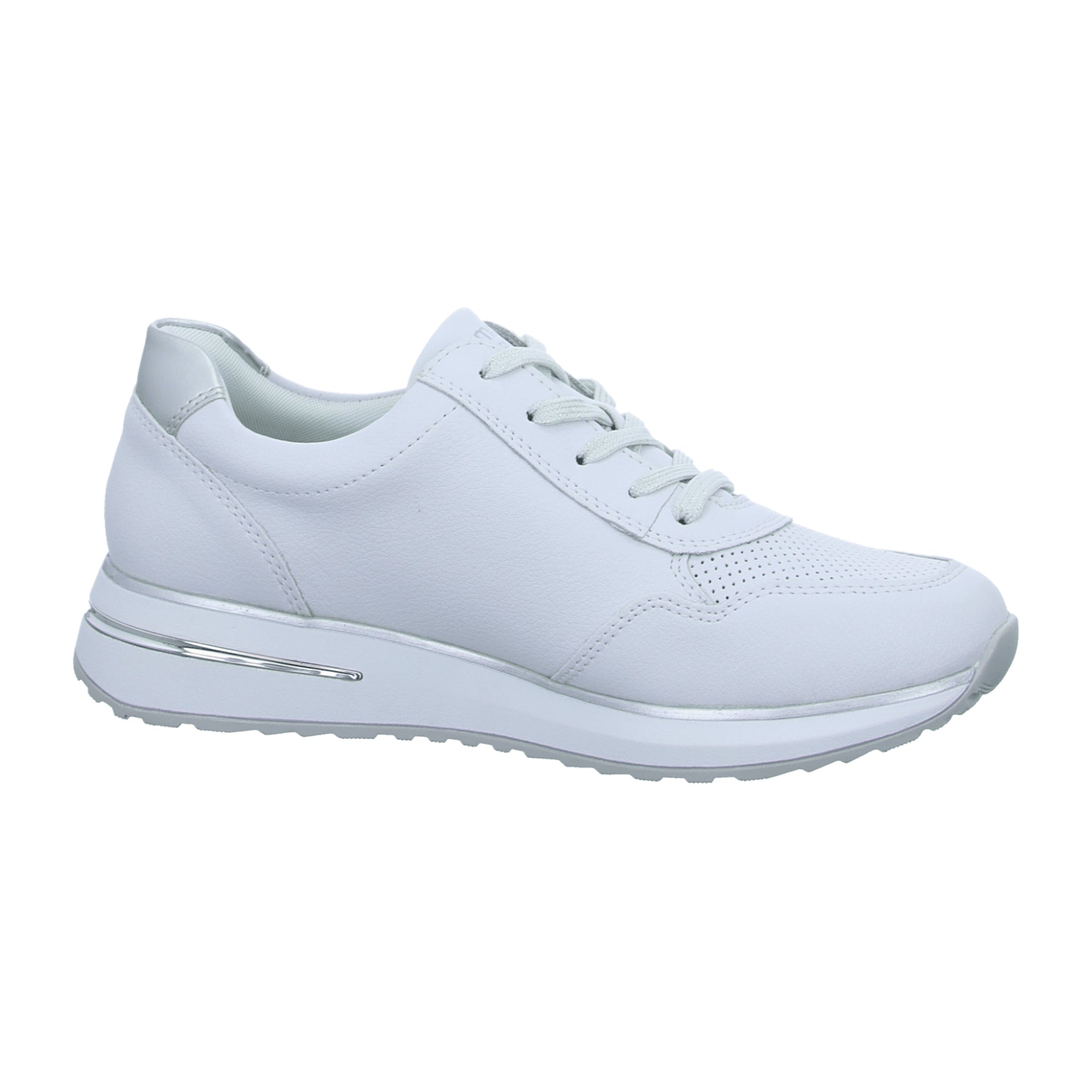 Remonte Women's White Leather Sneakers with Removable Insole and Lace-Up Closure