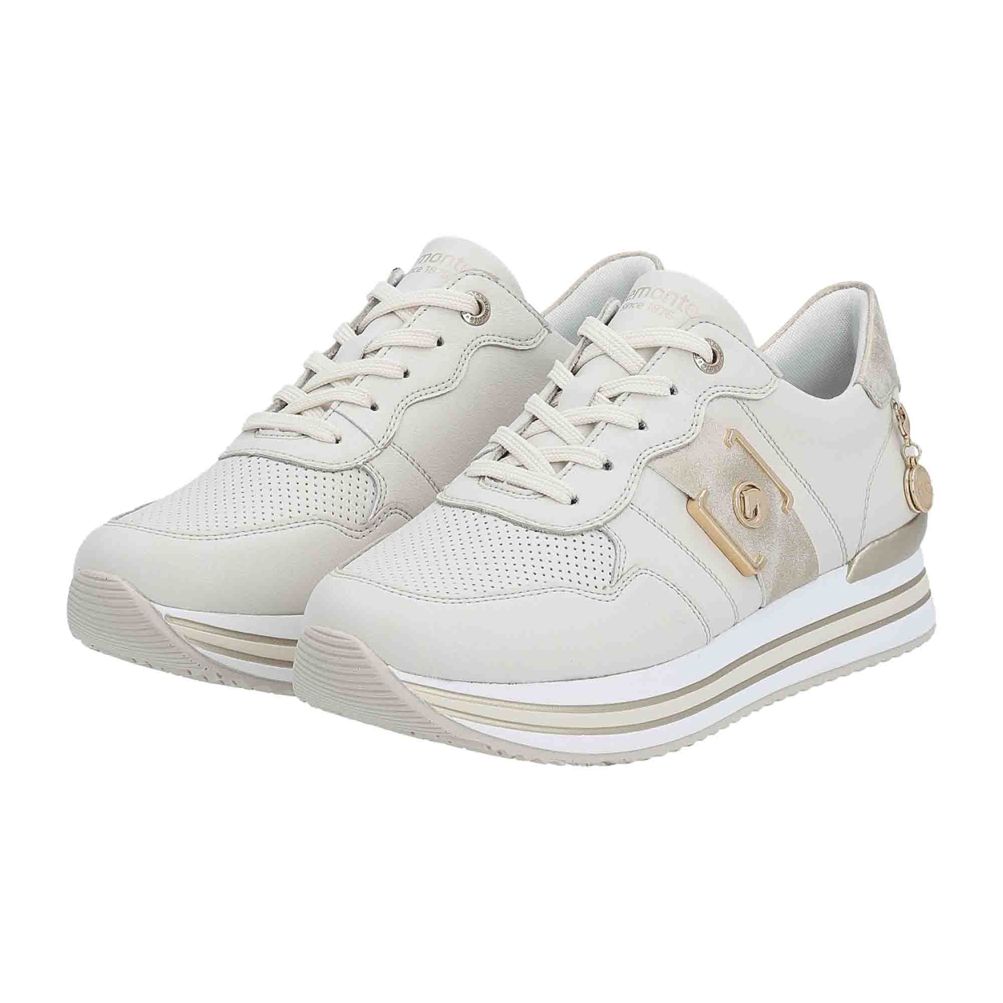 Remonte Beige Women's Casual Leather Shoes Flat Heel Comfortable Normal Width