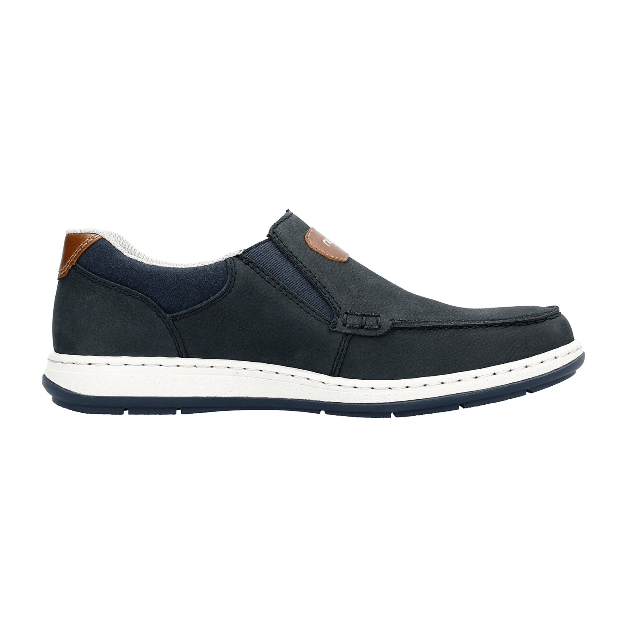 Rieker 17368-14 Men's Blue Leather Slip-On Shoes with Removable Insoles