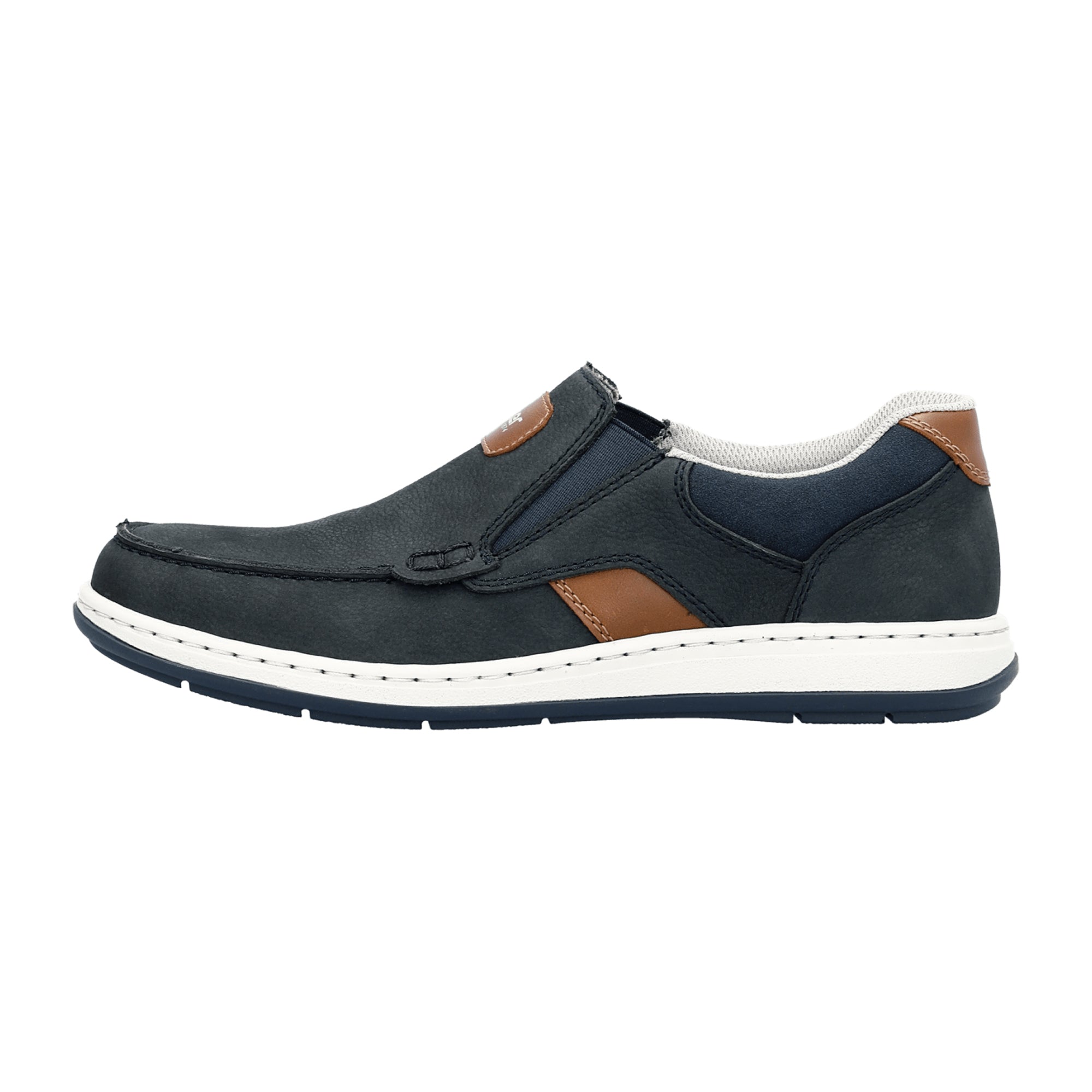 Rieker 17368-14 Men's Blue Leather Slip-On Shoes with Removable Insoles