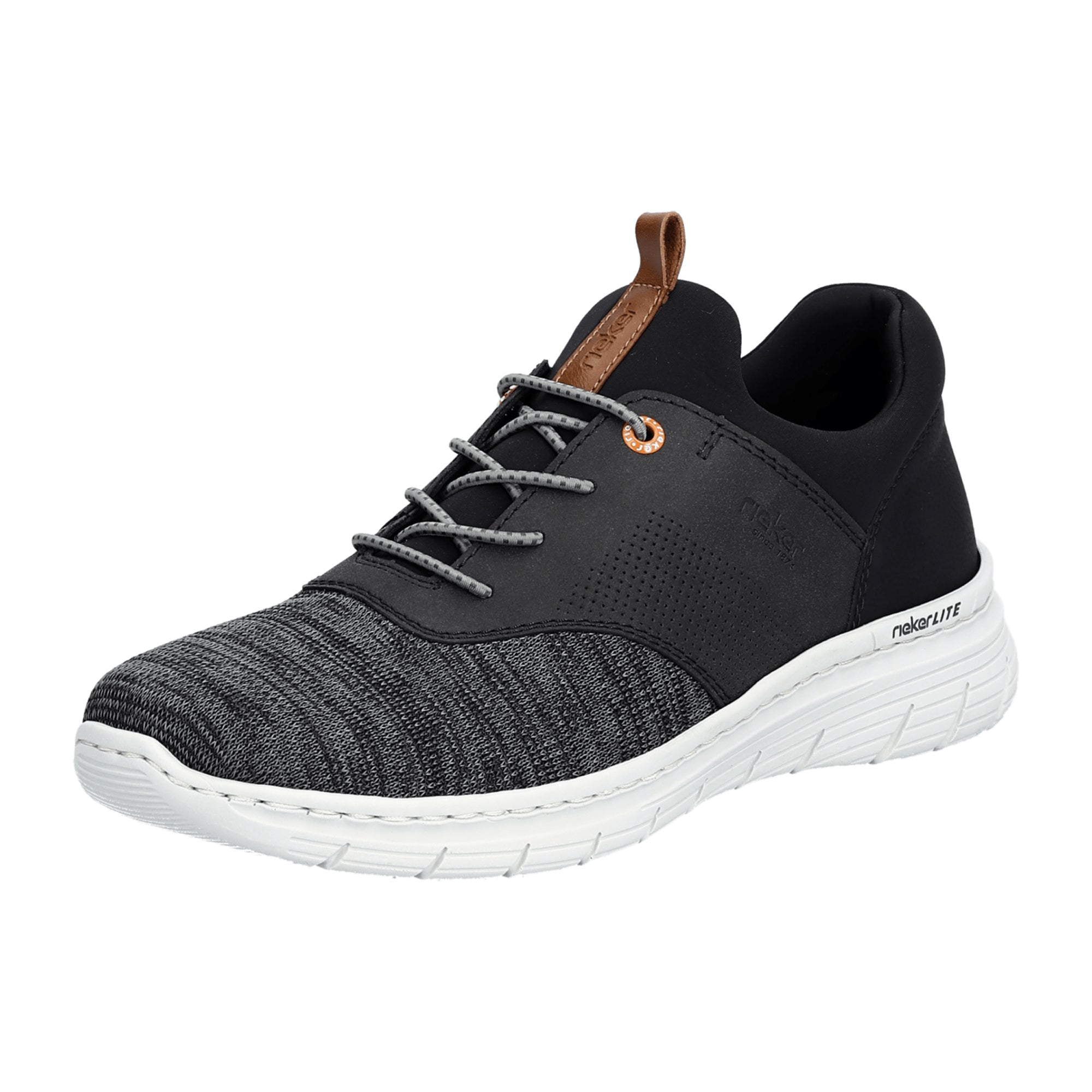 Rieker Men's Black Casual Shoes Synthetic Upper Textile Lining Lace-Up
