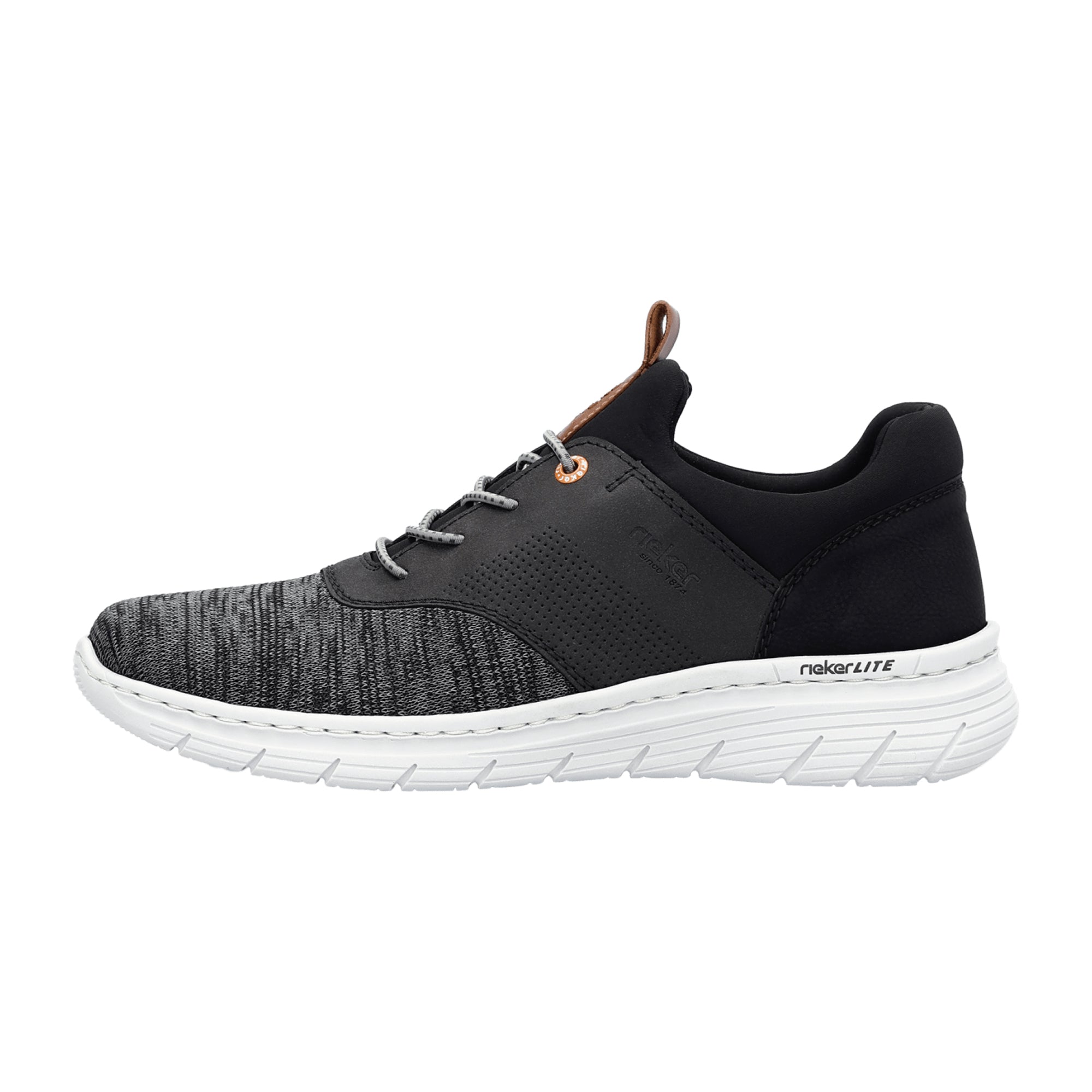 Rieker Men's Black Casual Shoes Synthetic Upper Textile Lining Lace-Up